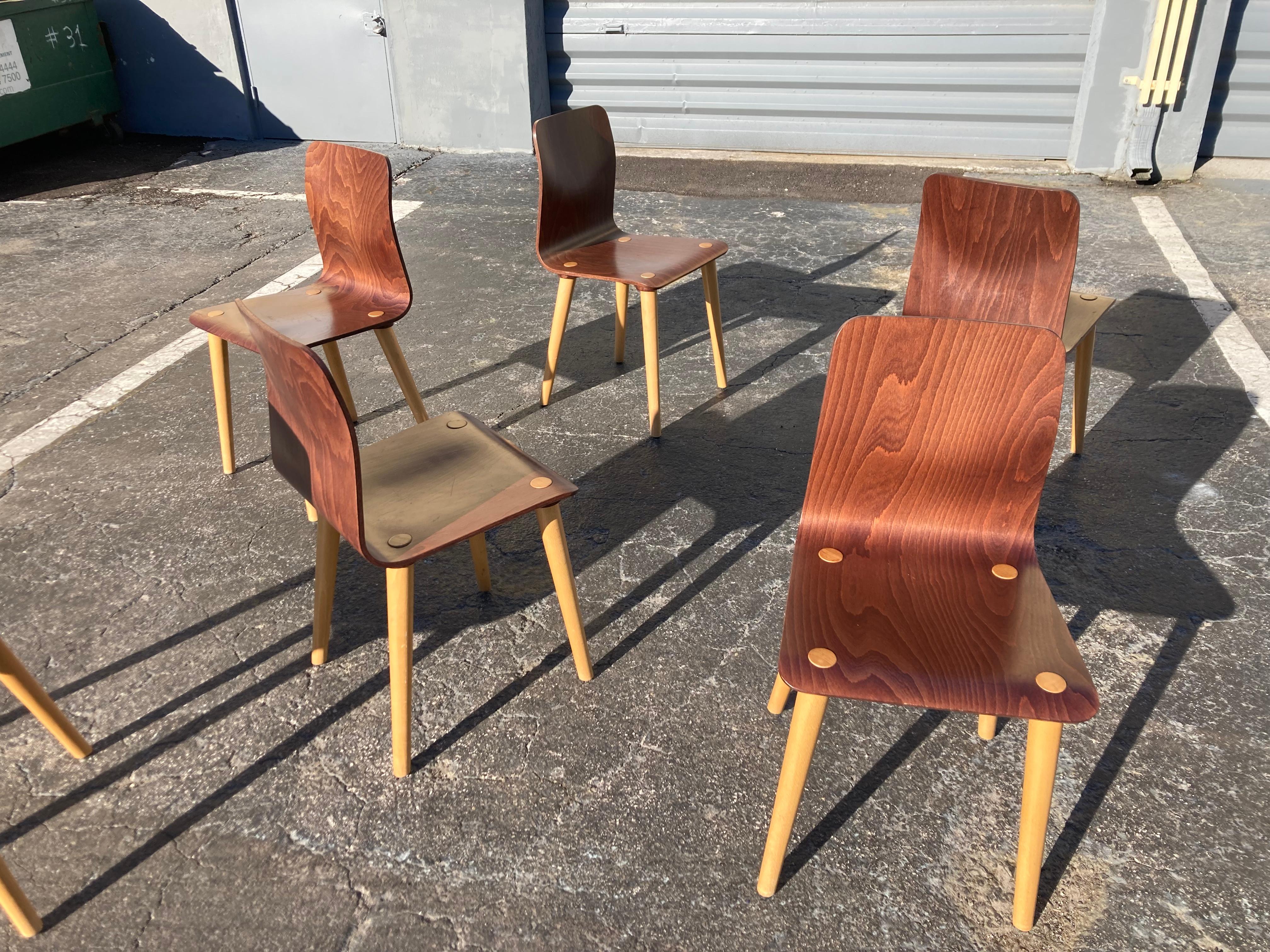 Set of Six Malmo Dining Chairs by Michal Riabic for Ton, Bentwood For Sale 1