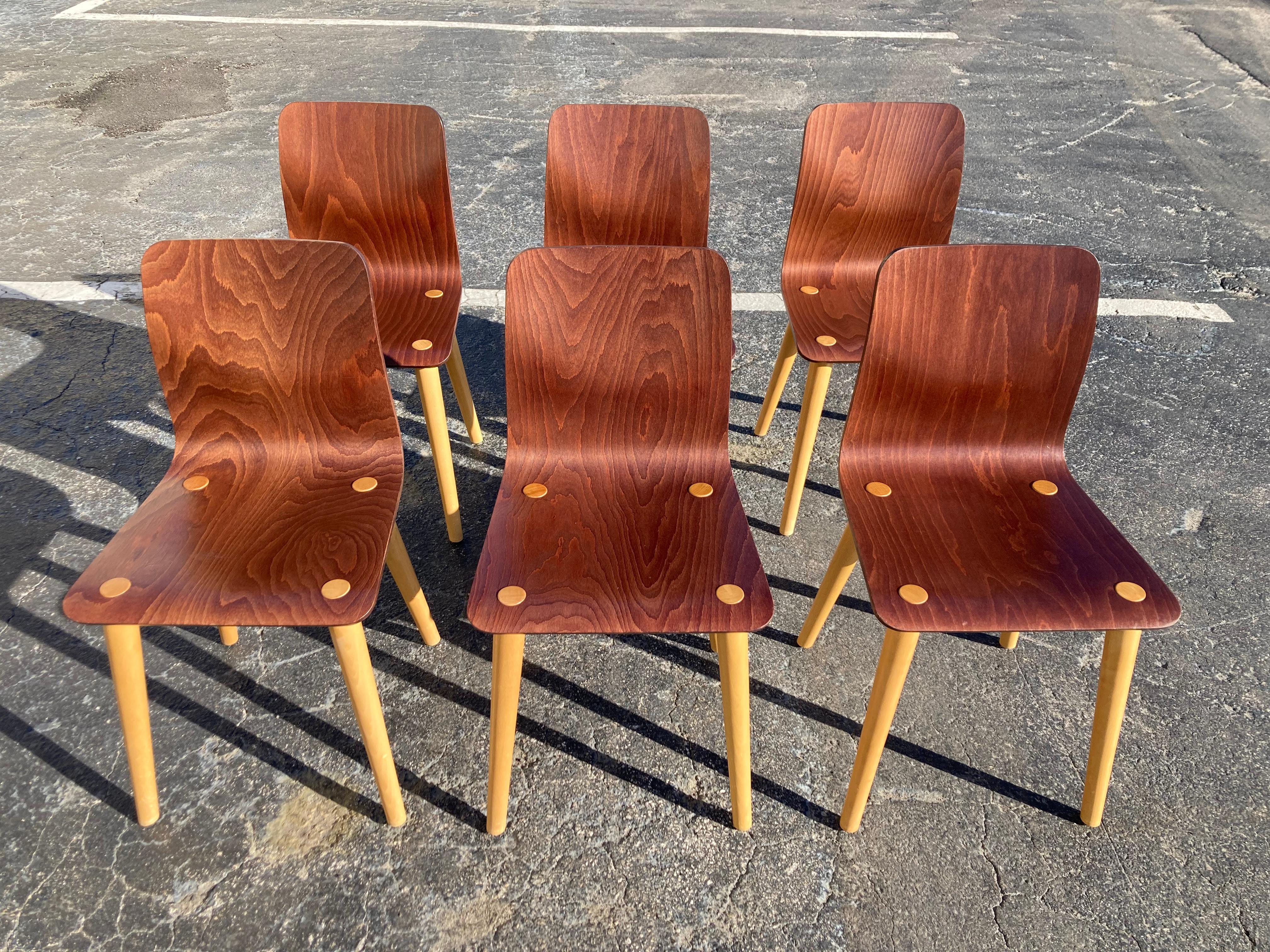 Set of Six Malmo Dining Chairs by Michal Riabic for Ton, Bentwood For Sale 2
