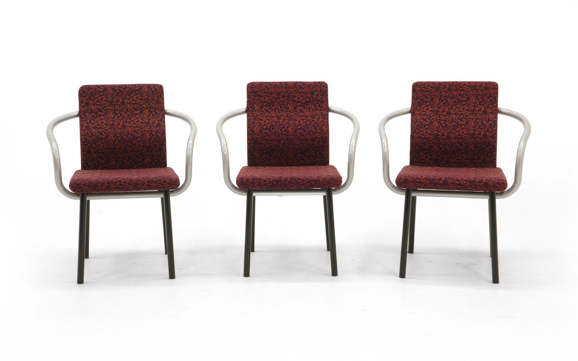 Postmoderne Ensemble de six chaises de salle à manger mandarines par Ettore Sottsass pour Knoll en vente