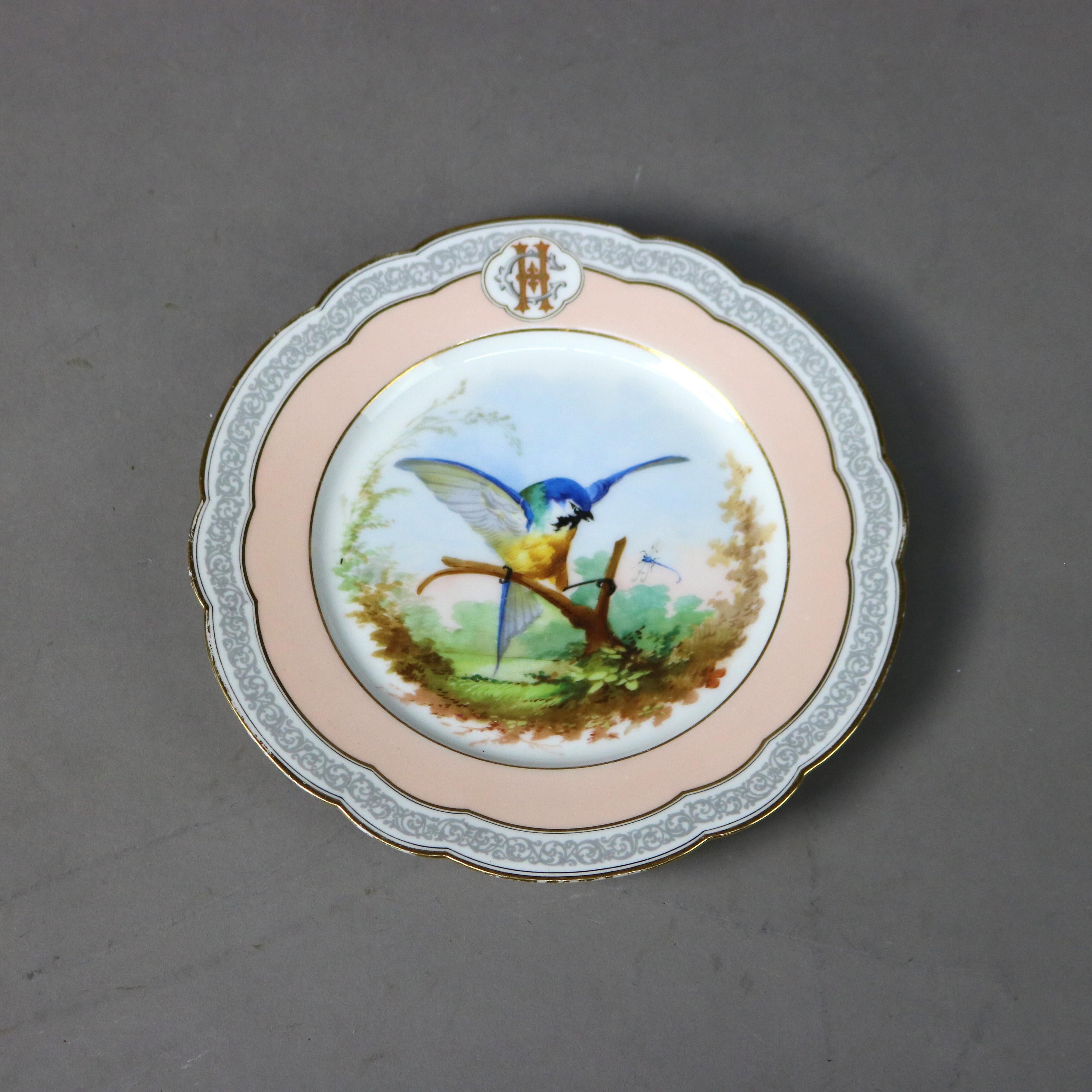 Ensemble de six assiettes Mansard françaises peintes et dorées à la main 20e siècle en vente 1