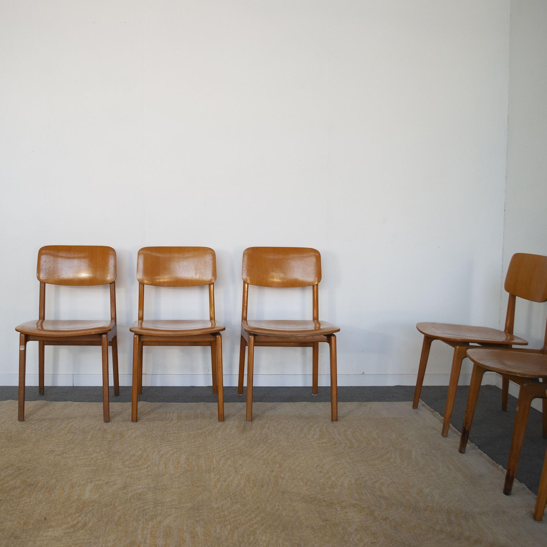 Mid-Century Modern Ensemble de six chaises en érable Anonima Castelli Bologne des années 1960 en vente