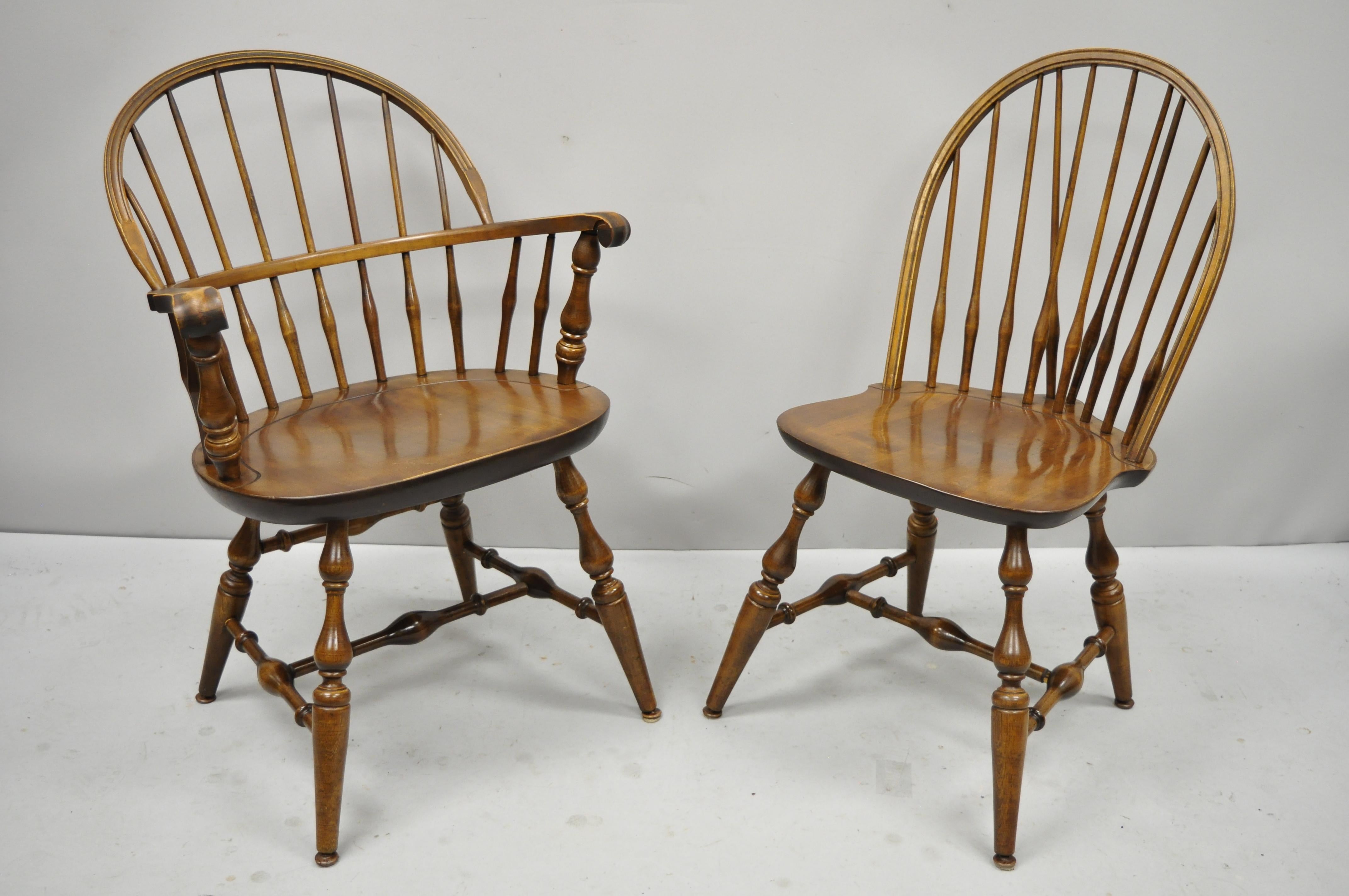Set of Six Maple Nichols & Stone American Colonial Windsor Spindle Dining Chairs 3