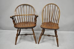 Set of Six Maple Nichols & Stone American Colonial Windsor Spindle Dining Chairs
