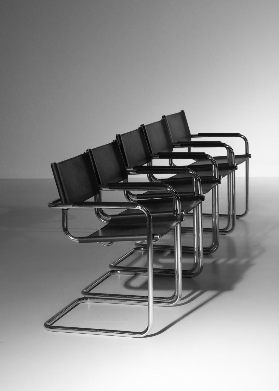 Set di sei sedie in stile Marcel Breuer B34 in acciaio cromato degli anni '80 In condizioni buone in vendita a Ternay, Auvergne-Rhône-Alpes