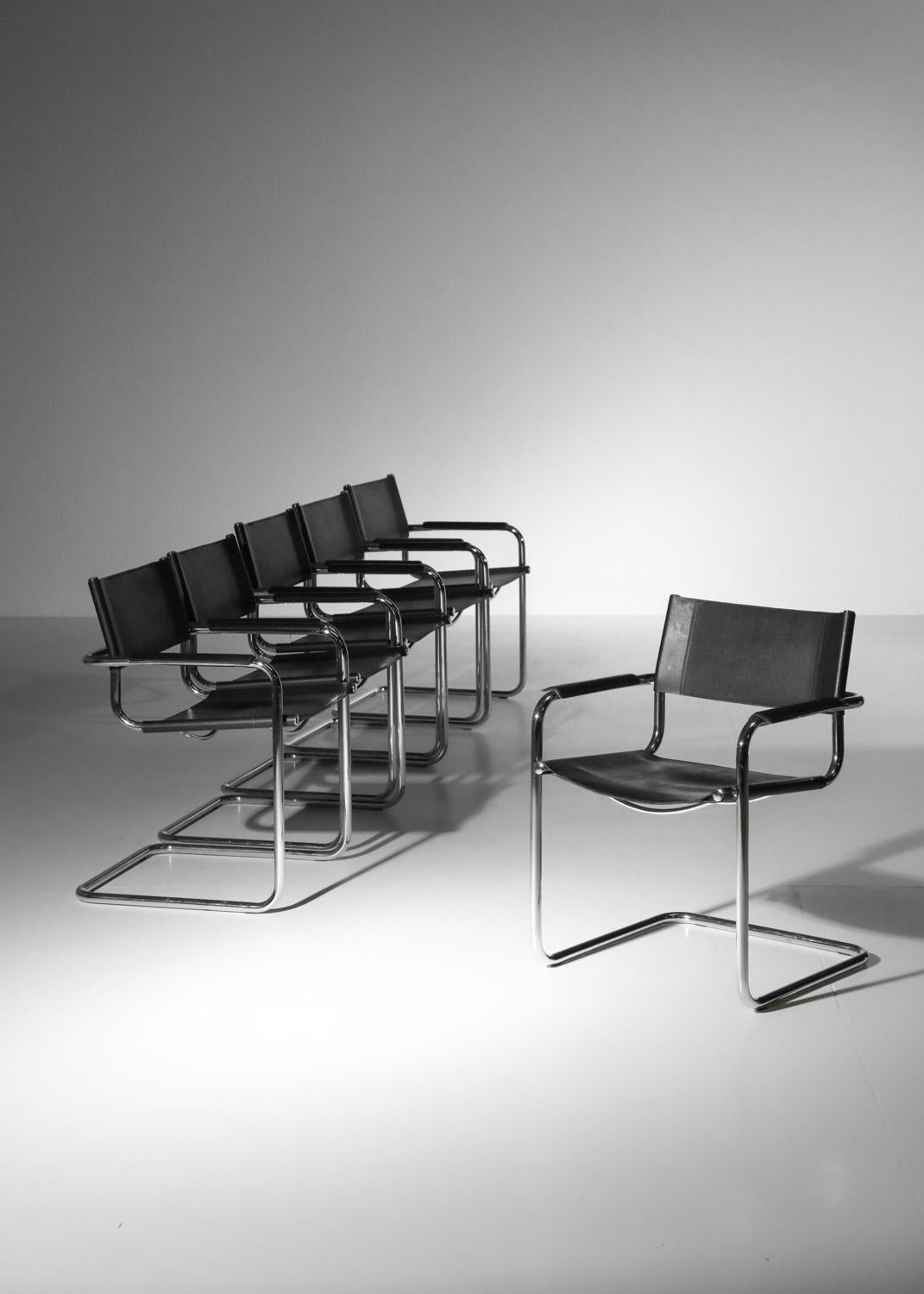 Fine XX secolo Set di sei sedie in stile Marcel Breuer B34 in acciaio cromato degli anni '80 in vendita
