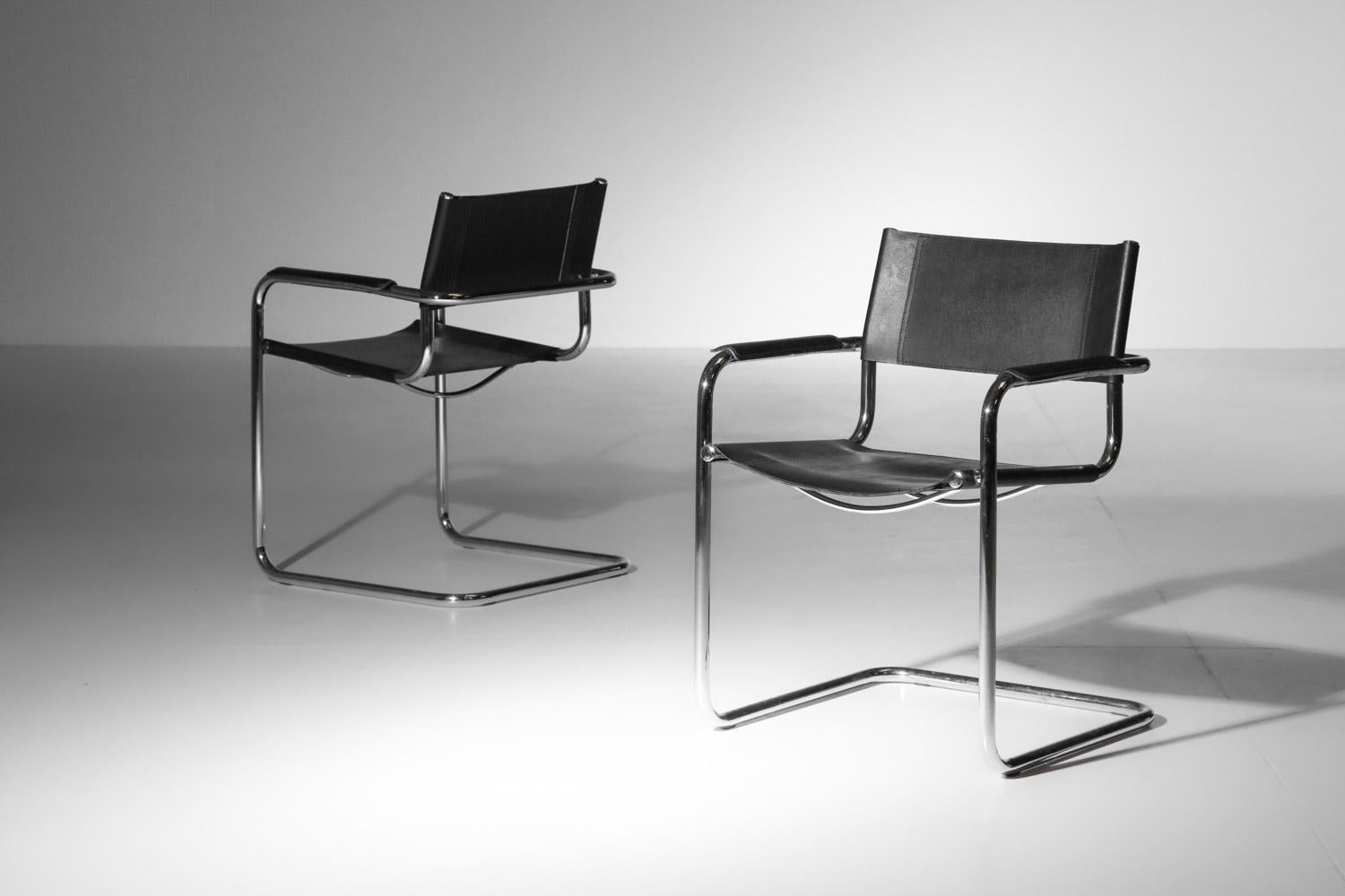 Acciaio Set di sei sedie in stile Marcel Breuer B34 in acciaio cromato degli anni '80 in vendita