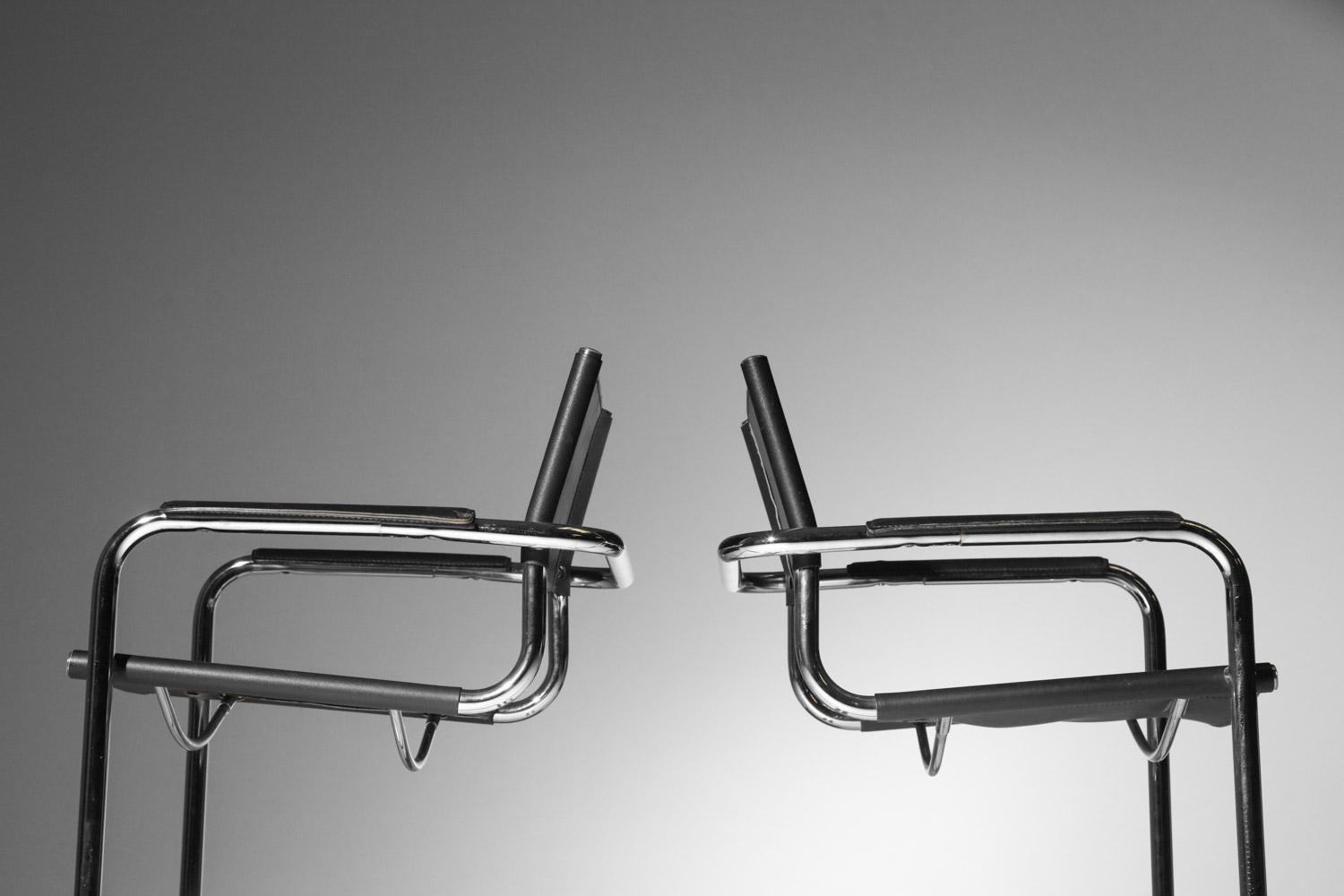 Set di sei sedie in stile Marcel Breuer B34 in acciaio cromato degli anni '80 in vendita 1