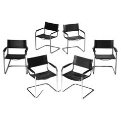 Satz von sechs Marcel Breuer B34 Stil Stühle Chromstahl aus 80er Jahren