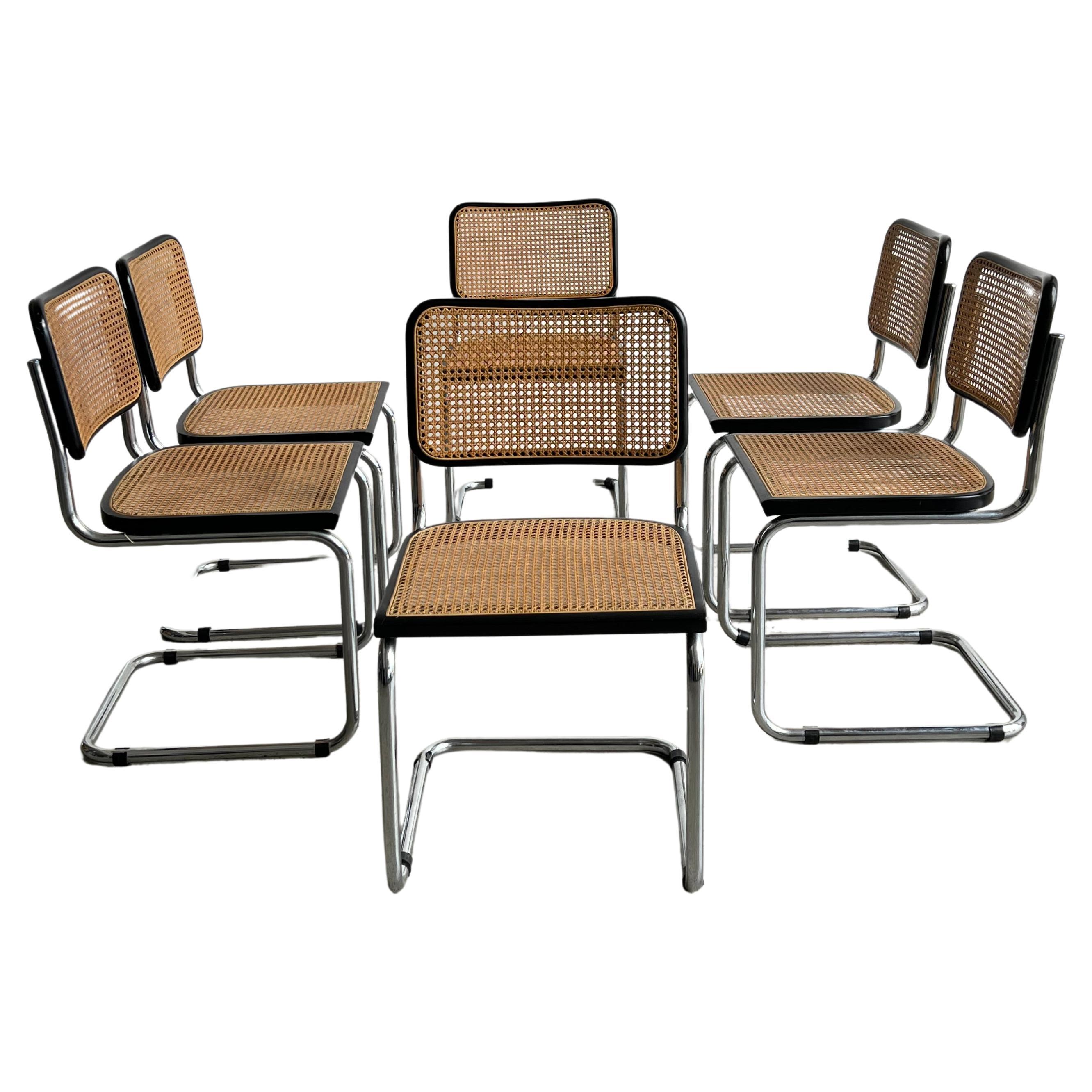 Set of Six Marcel Breuer Cesca Chairs, circa 1970