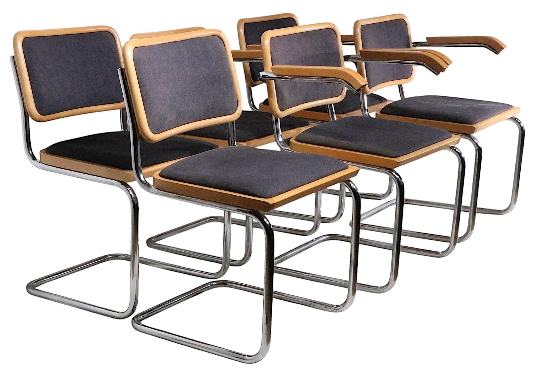 Set of Six Marcel Breuer Cesca Chairs Made in Italy c 1970's en vente 7