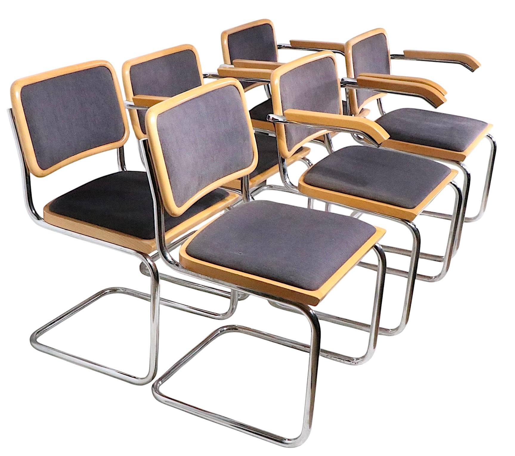 Set of Six Marcel Breuer Cesca Chairs Made in Italy c 1970's en vente 10