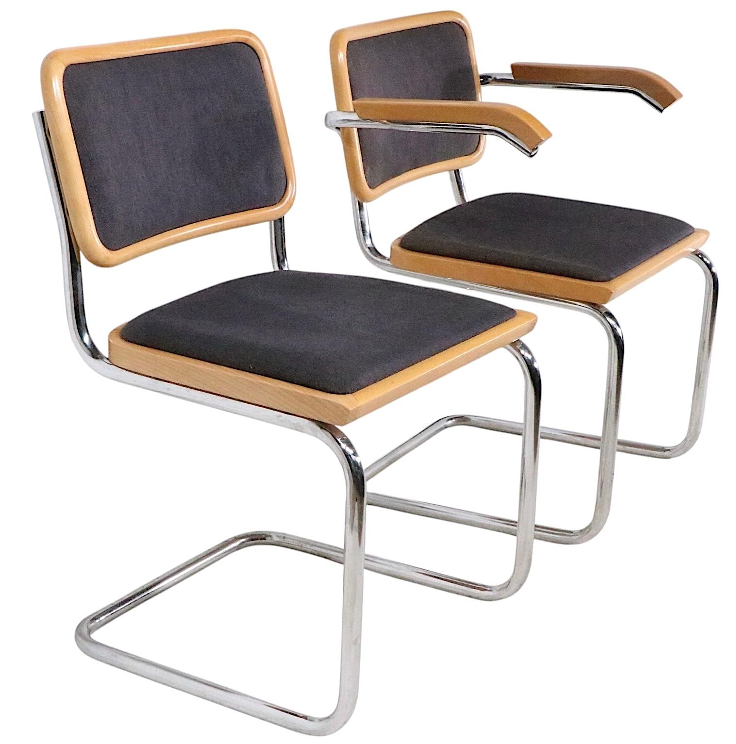 Bauhaus Set of Six Marcel Breuer Cesca Chairs Made in Italy c 1970's en vente