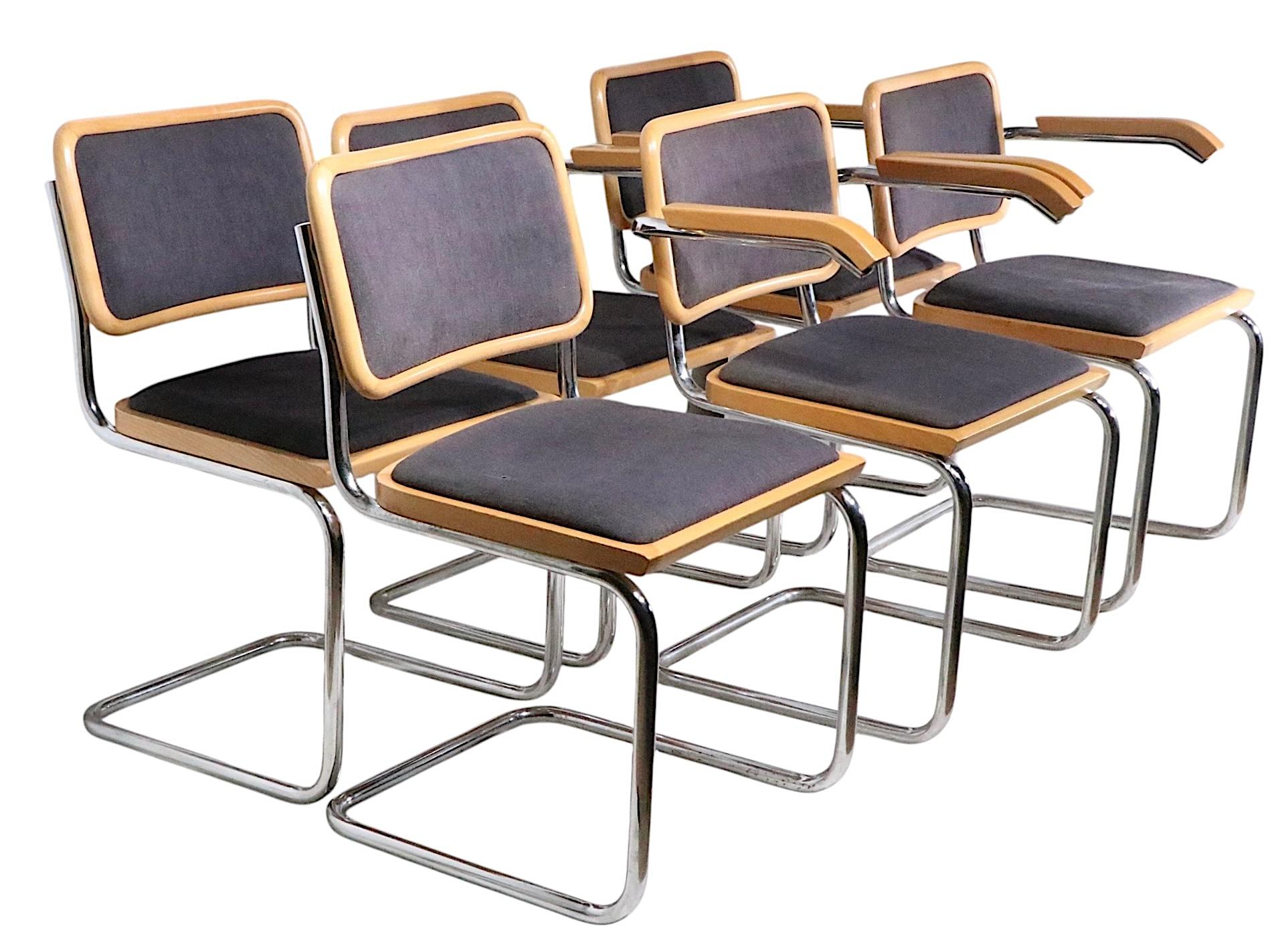 Set of Six Marcel Breuer Cesca Chairs Made in Italy c 1970's Bon état - En vente à New York, NY