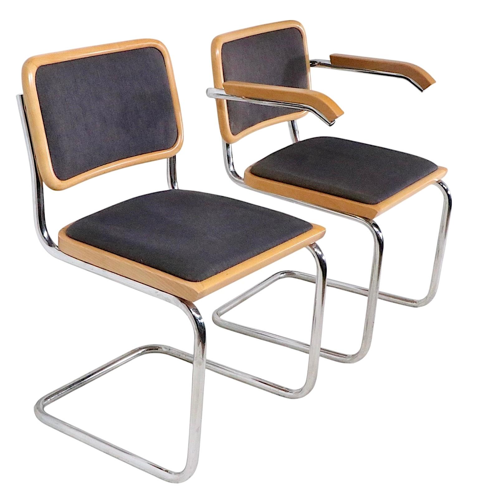 Tissu d'ameublement Set of Six Marcel Breuer Cesca Chairs Made in Italy c 1970's en vente