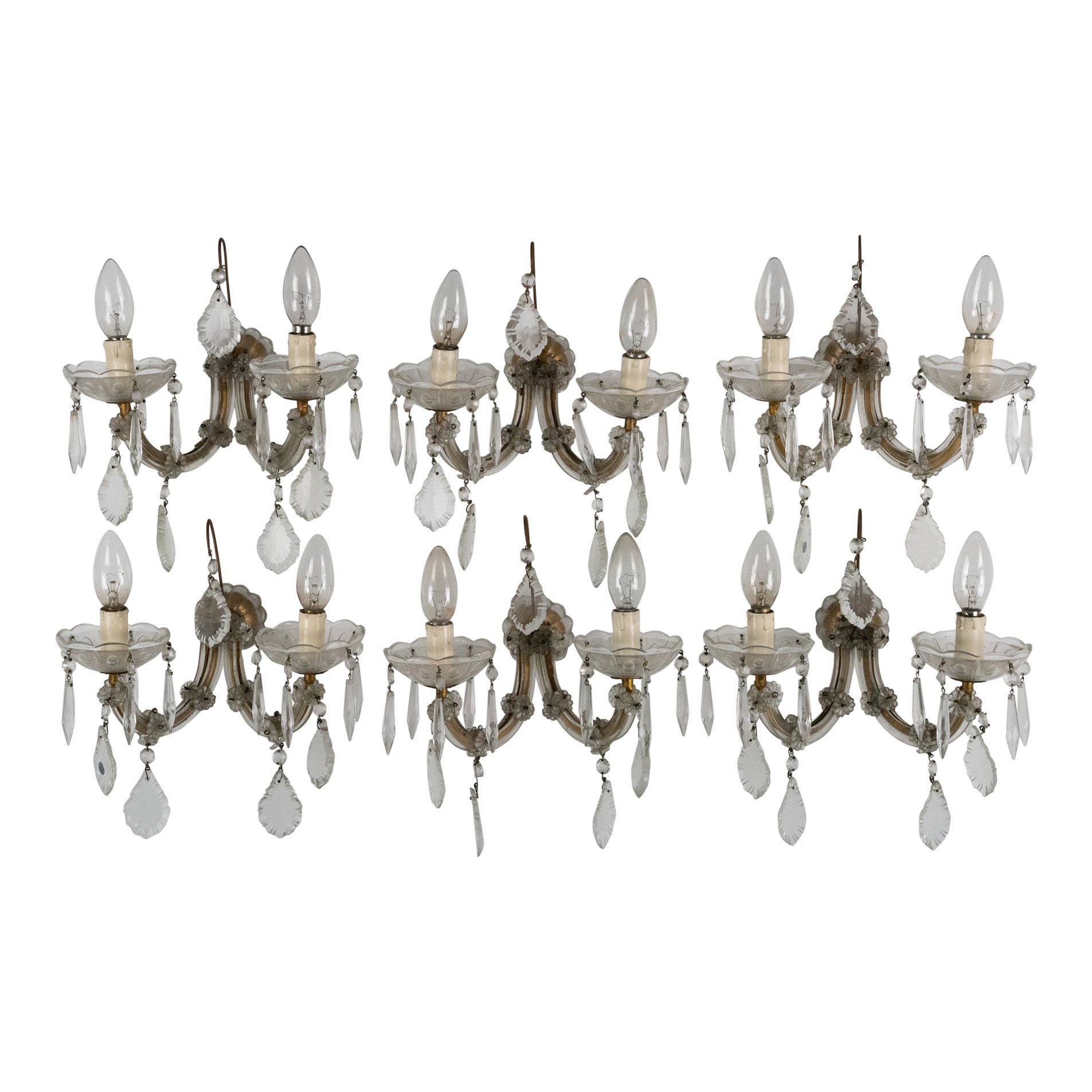 Set of six Maria Teresa sconces. Italy 1940s