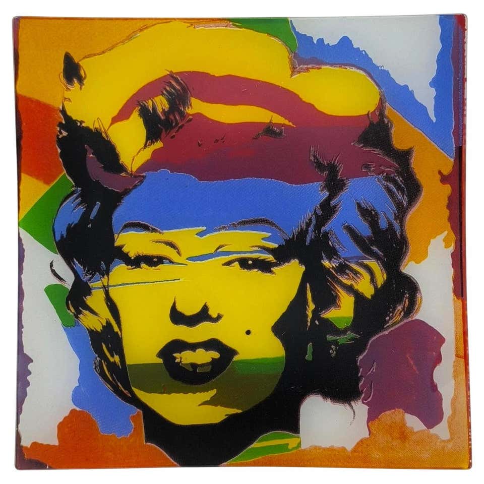 Pop Art Andy Warhol Self Portrait Square Glass Tray, Rosenthal, 1990s ...