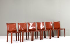Set of six Mario Bellini CAB 412 chairs by Cassina in tan leather- Italy, 1977