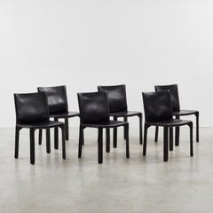 Set of six Mario Bellini Cab 412 chairs Cassina, Italy, 1977