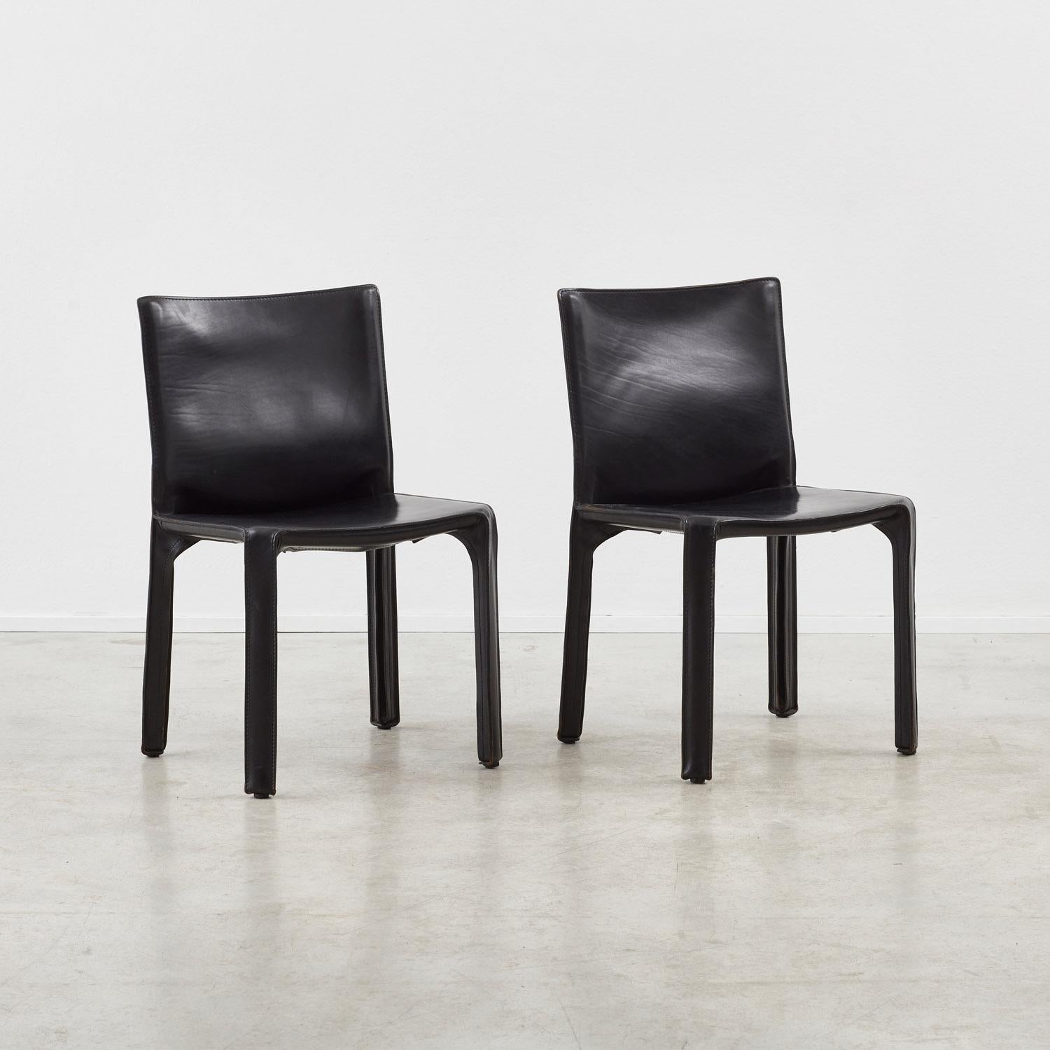 Set of six Mario Bellini Cab 412 chairs Cassina, Italy, 1977 In Good Condition In London, GB