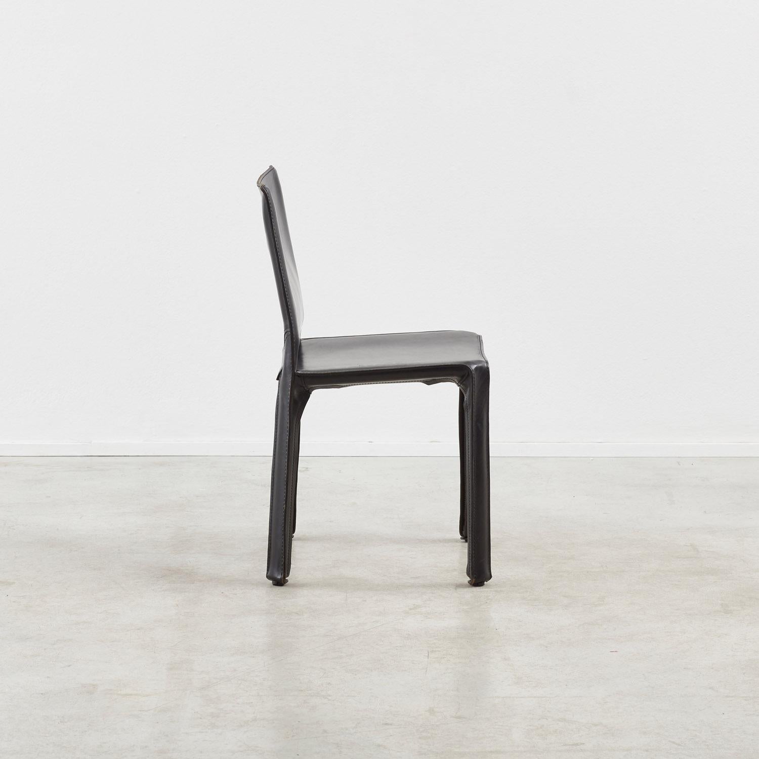 Leather Set of six Mario Bellini Cab 412 chairs Cassina, Italy, 1977