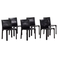 Set of six Mario Bellini Cab 412 chairs Cassina, Italy, 1977