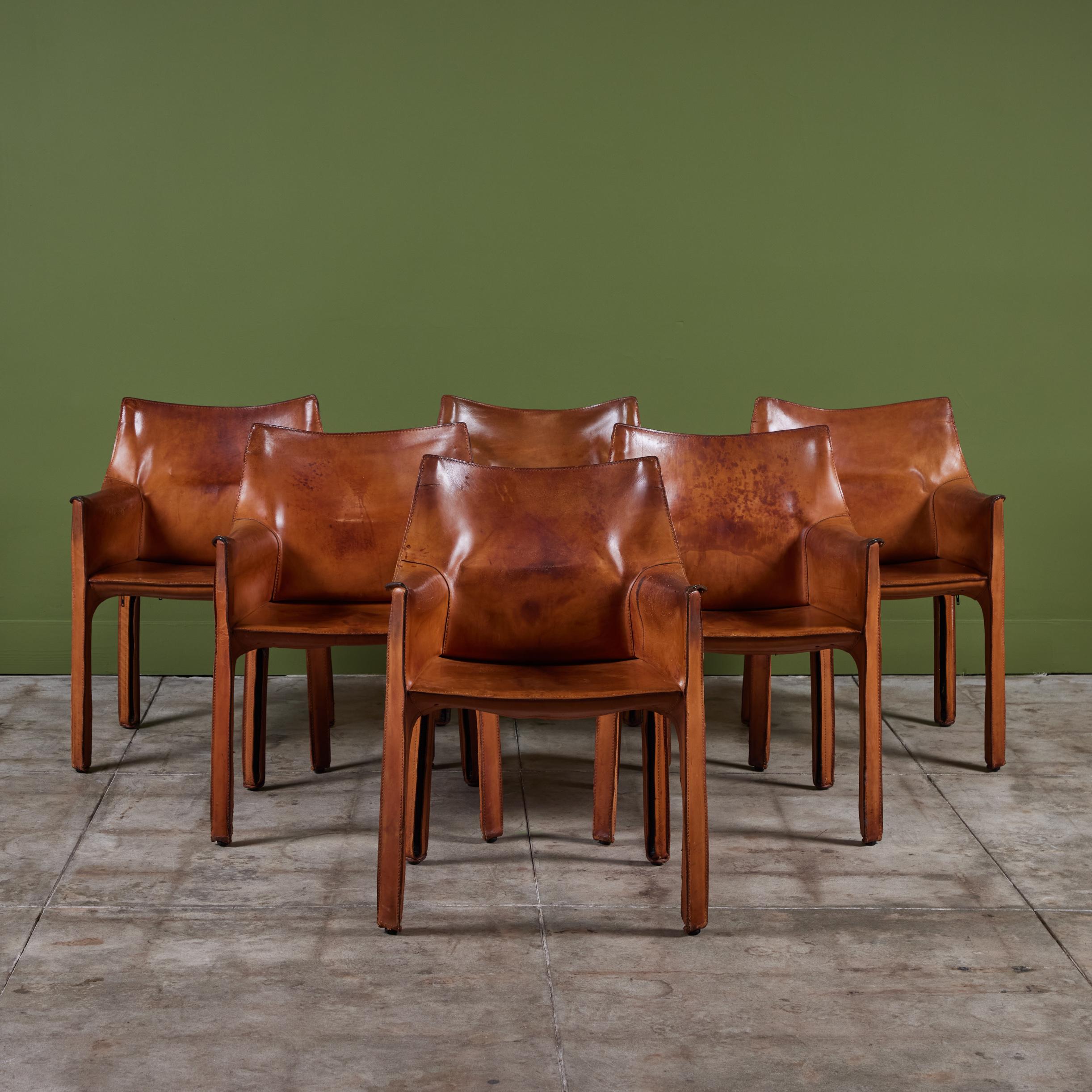 Set of Six Mario Bellini Cab Armchairs for Cassina For Sale 7
