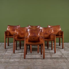 Set of Six Mario Bellini Cab Armchairs for Cassina