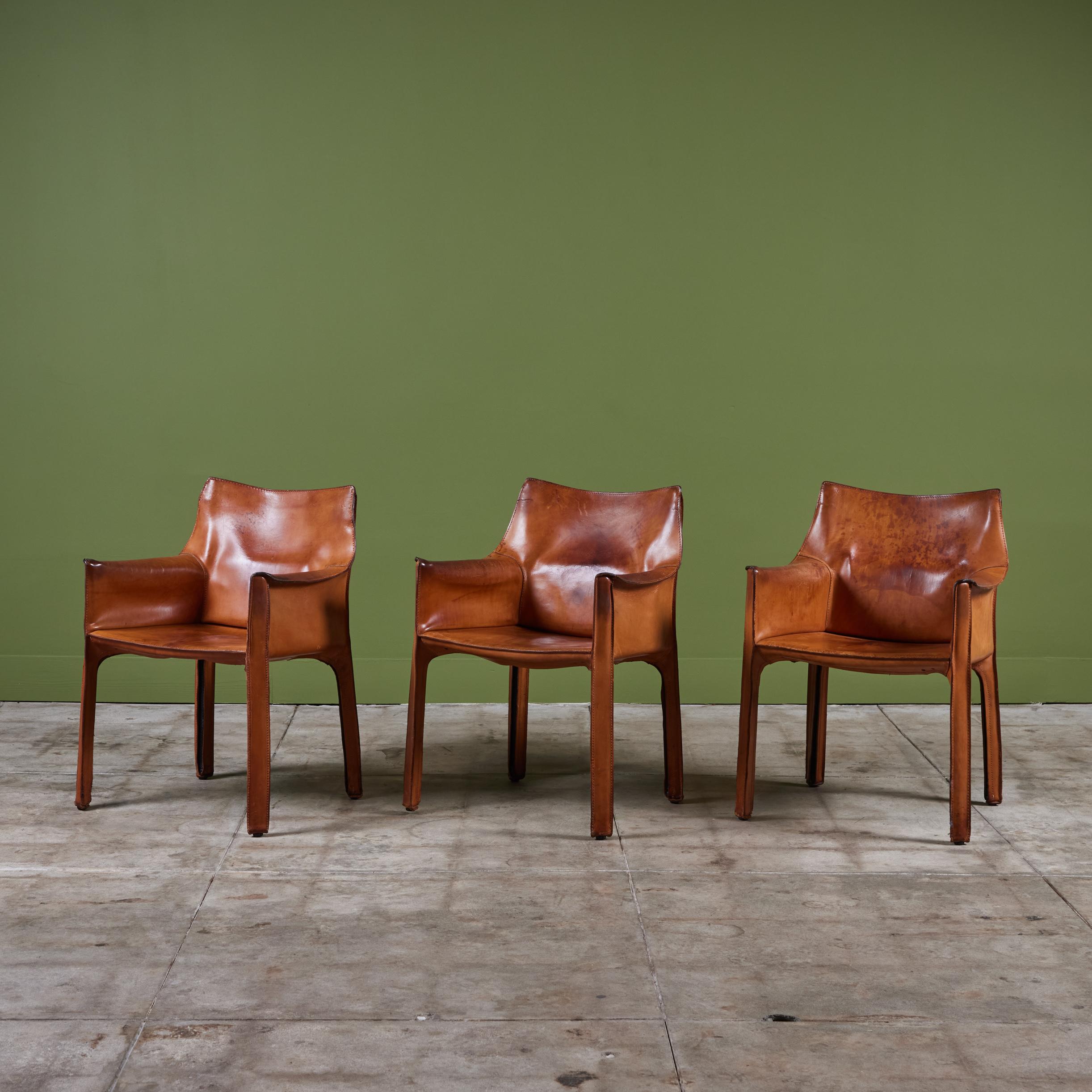Mid-Century Modern Set of Six Mario Bellini Cab Armchairs for Cassina For Sale