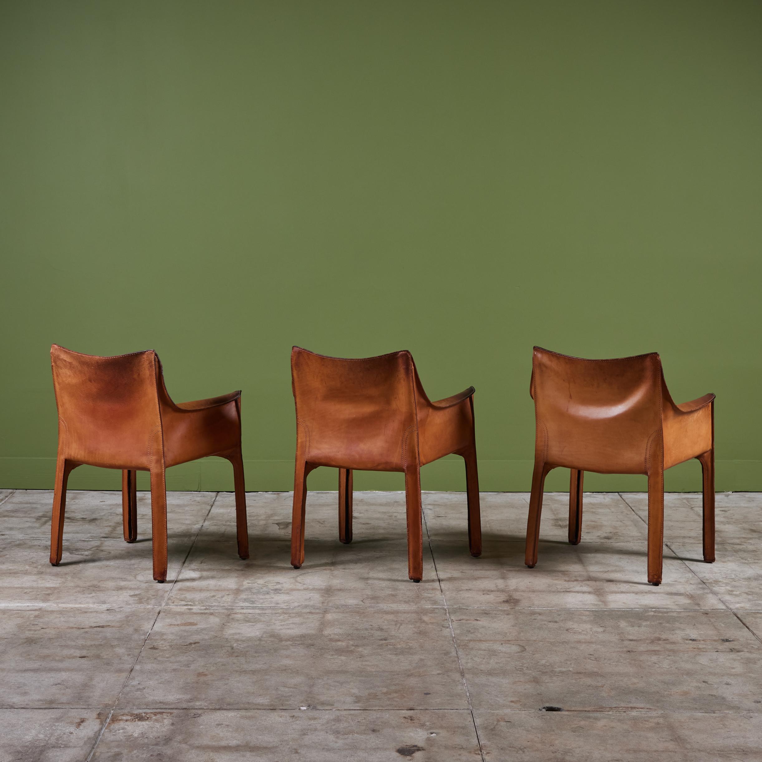 Italian Set of Six Mario Bellini Cab Armchairs for Cassina For Sale