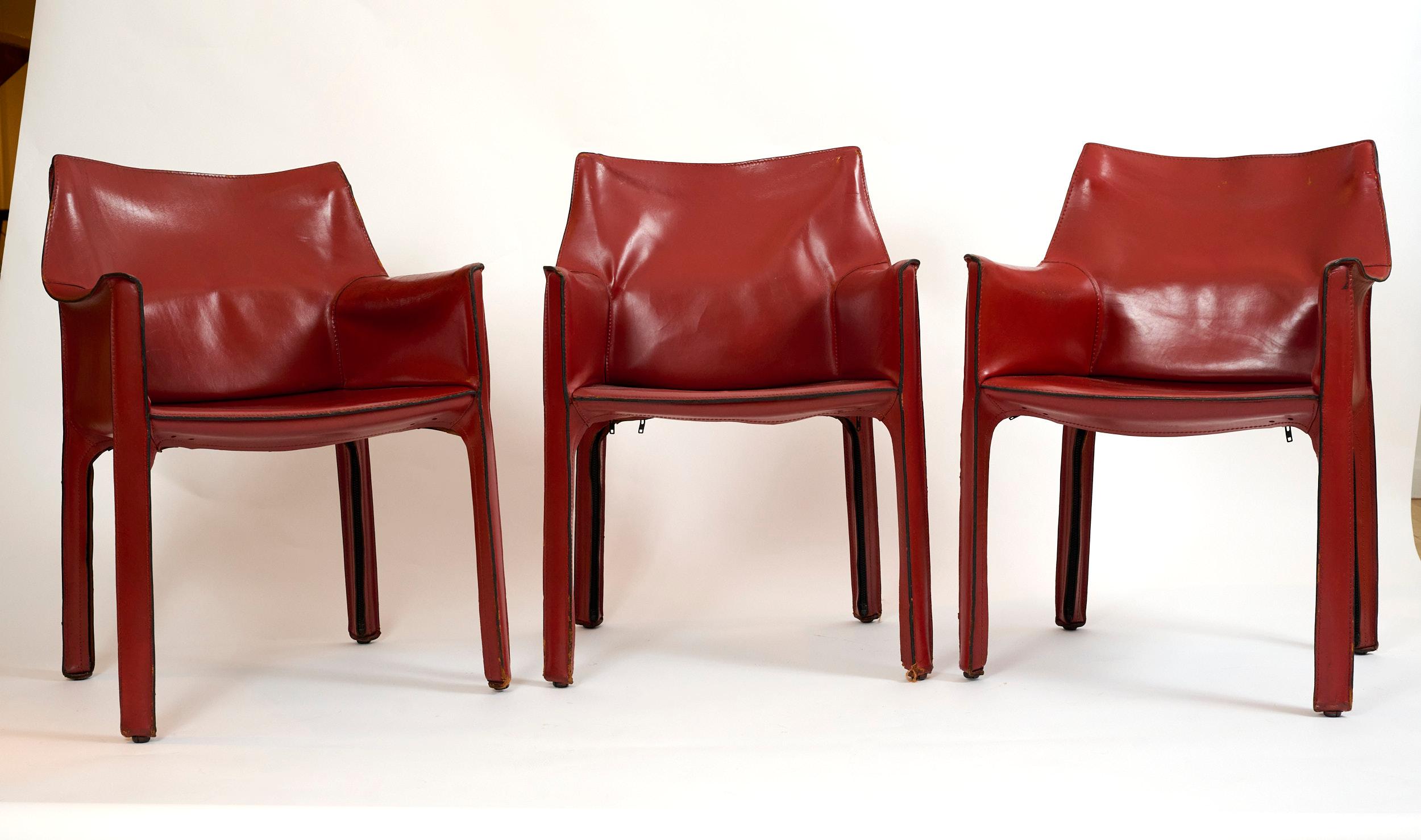 Mid-Century Modern Set of Four Vintage Mario Bellini, Cab Chairs for Cassina