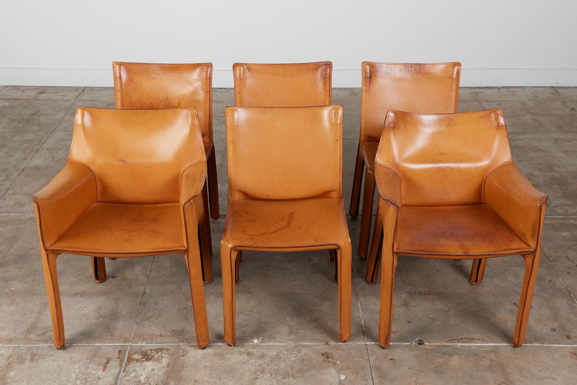 Italian Set of Six Mario Bellini Cab Chairs for Cassina