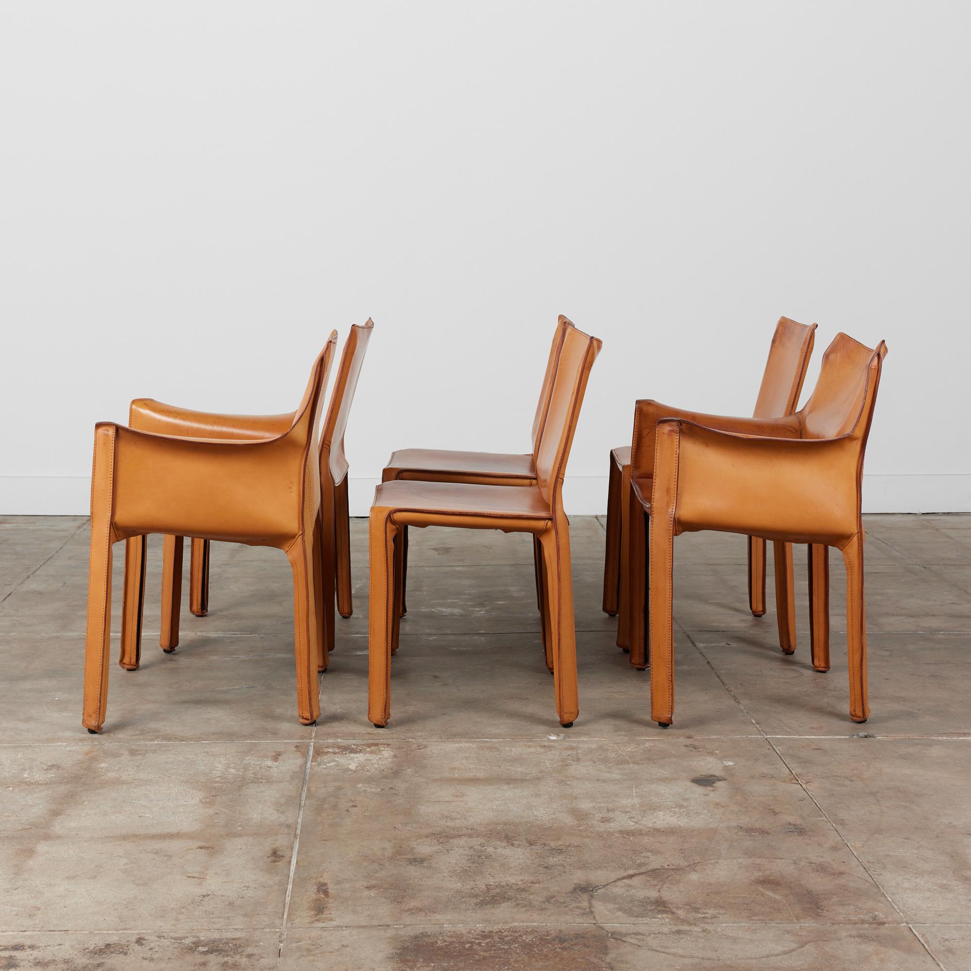 Set of Six Mario Bellini Cab Chairs for Cassina In Excellent Condition In Los Angeles, CA