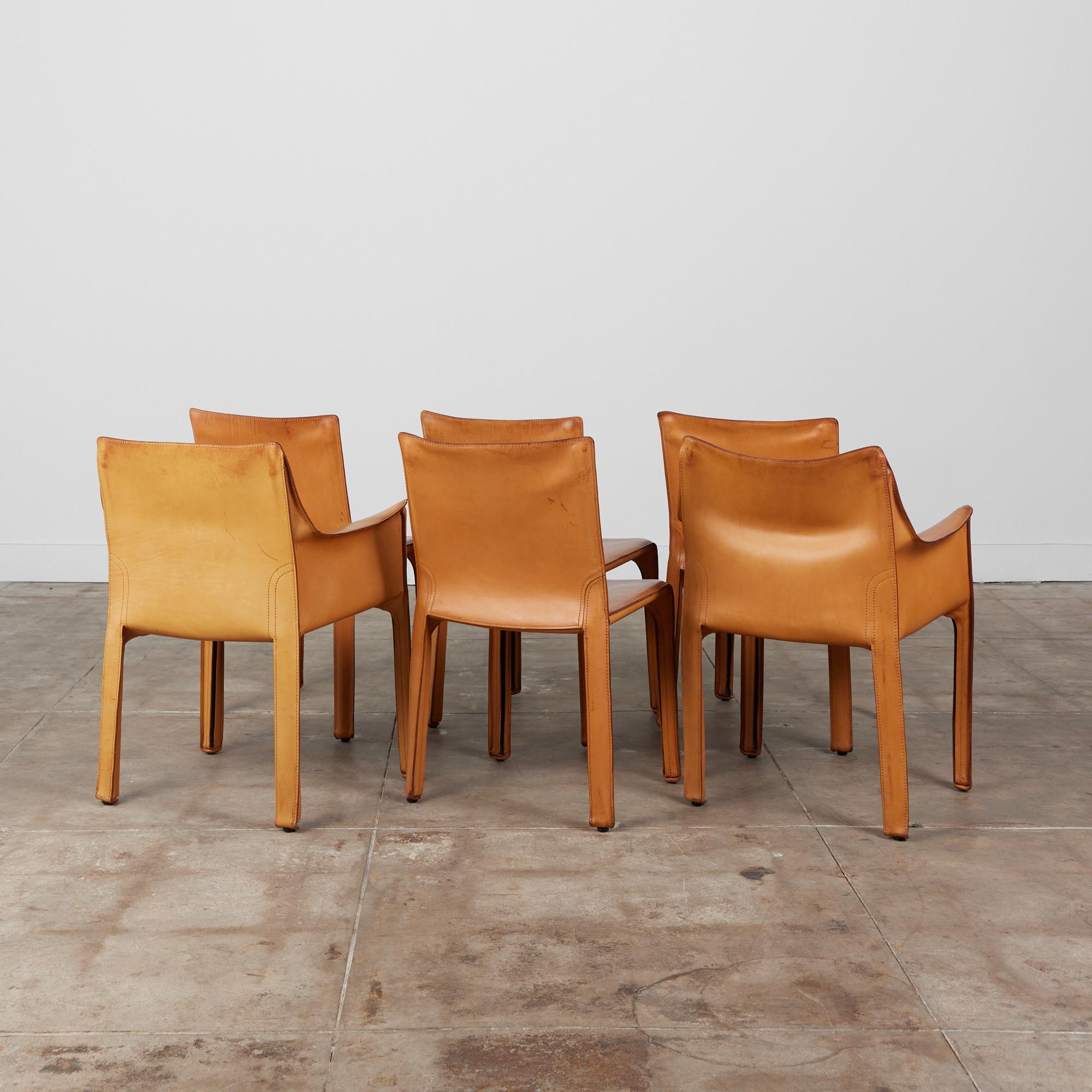 Steel Set of Six Mario Bellini Cab Chairs for Cassina