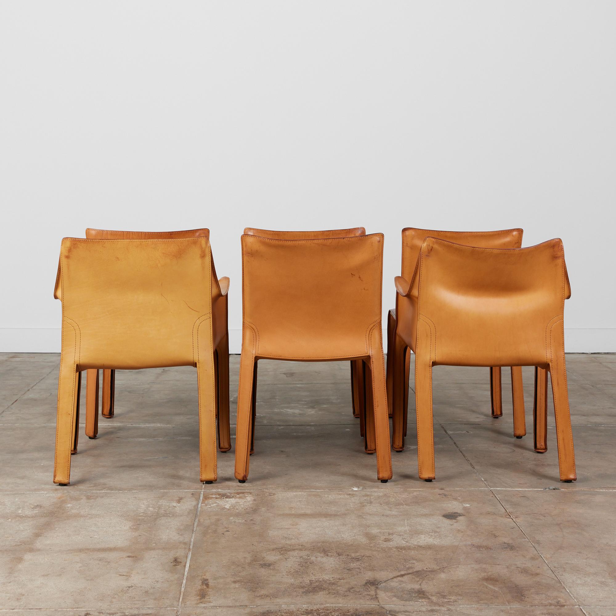 Set of Six Mario Bellini Cab Chairs for Cassina 1