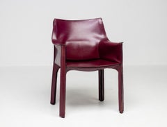 Set of Six Mario Bellini Oxblood Leather Cassina Cab Armchairs