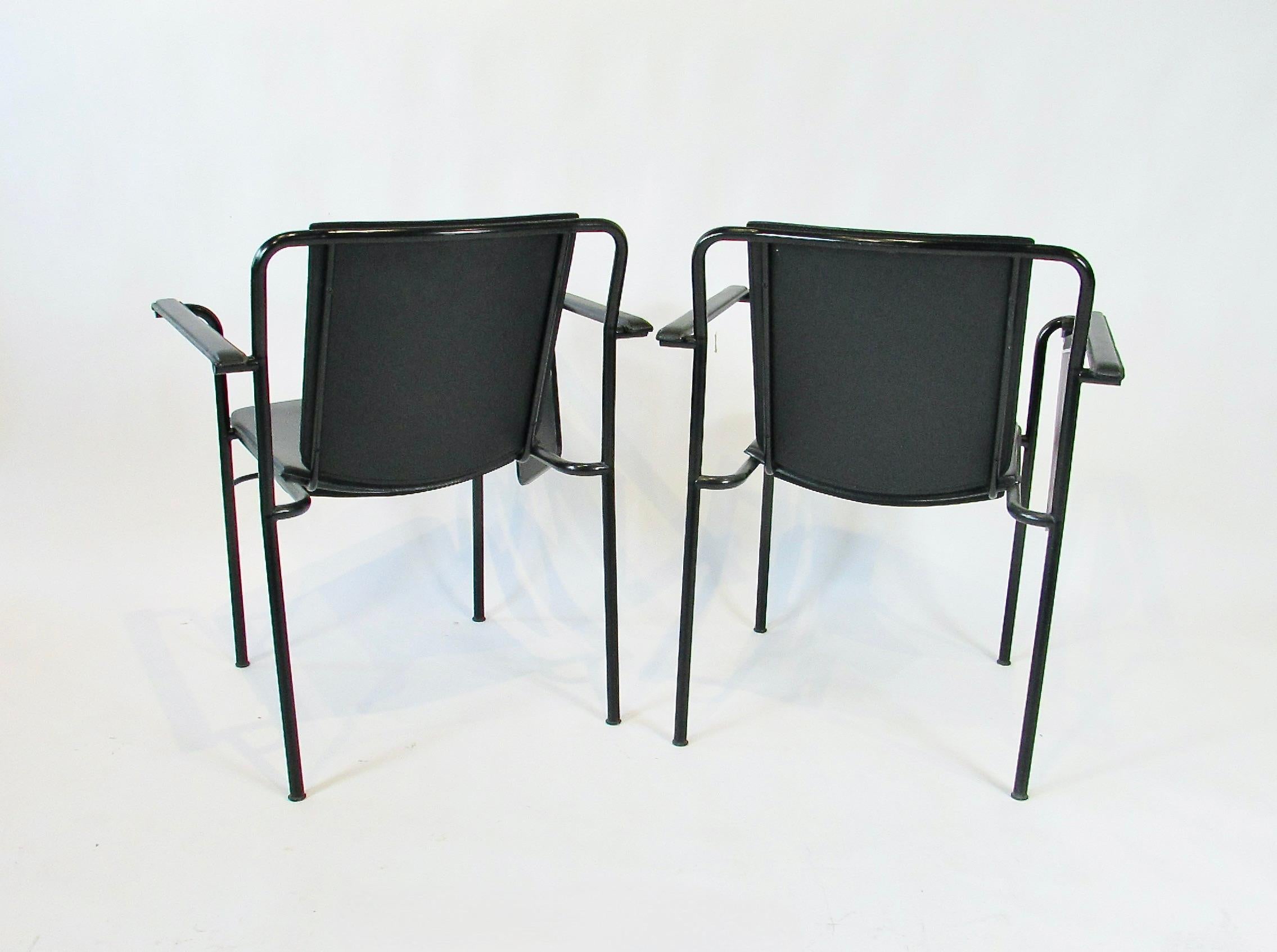 Satz von sechs Mario Marenco für Poltrana Frau Italien schwarzes Leder Movie Chairs im Angebot 5
