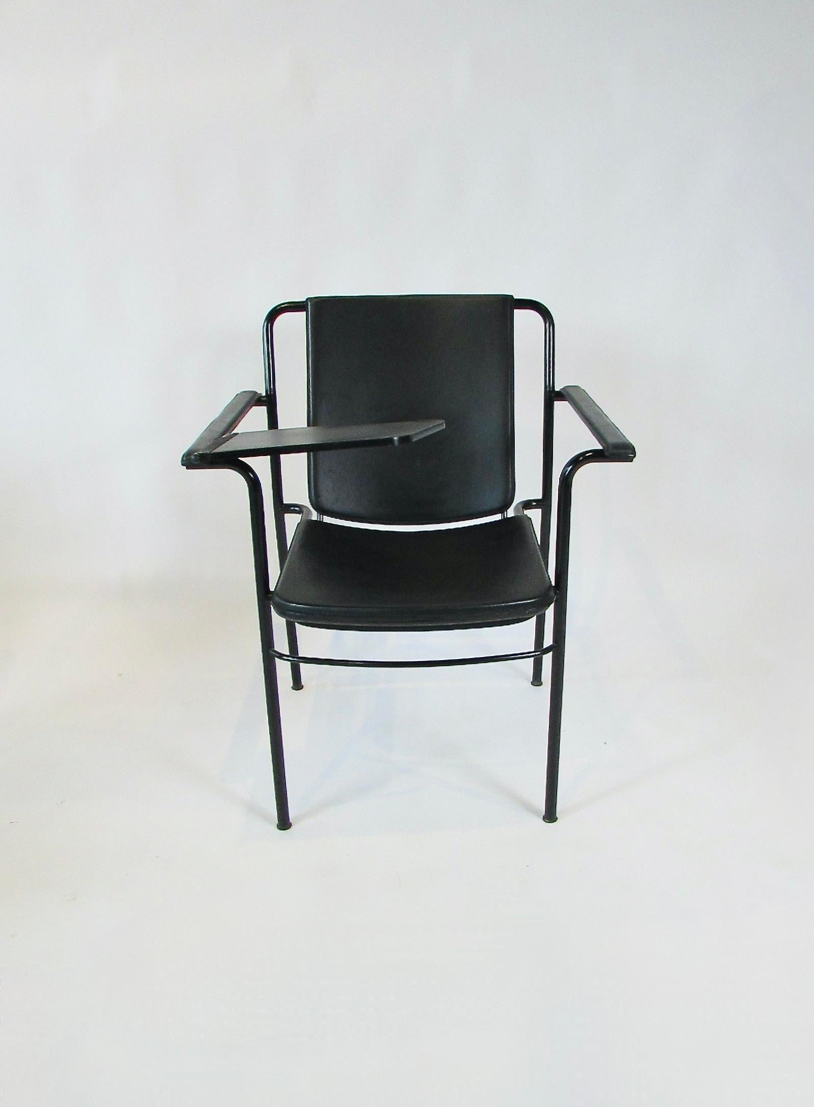 Satz von sechs Mario Marenco für Poltrana Frau Italien schwarzes Leder Movie Chairs im Angebot 8