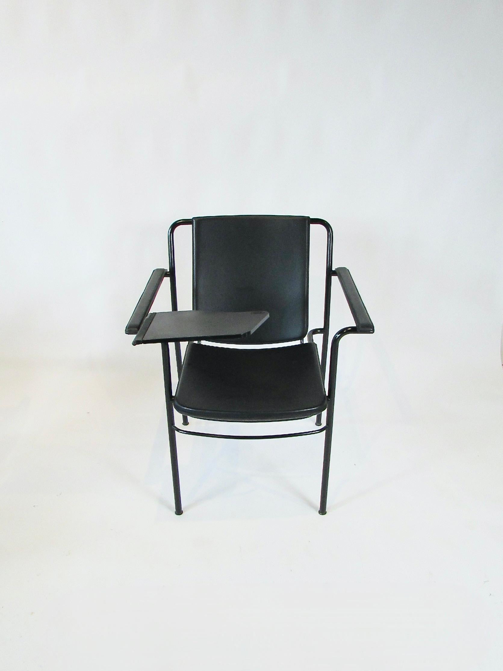 Satz von sechs Mario Marenco für Poltrana Frau Italien schwarzes Leder Movie Chairs im Angebot 9