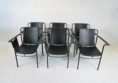 Set of six Mario Marenco for Poltrana Frau Italy black leather Movie Chairs