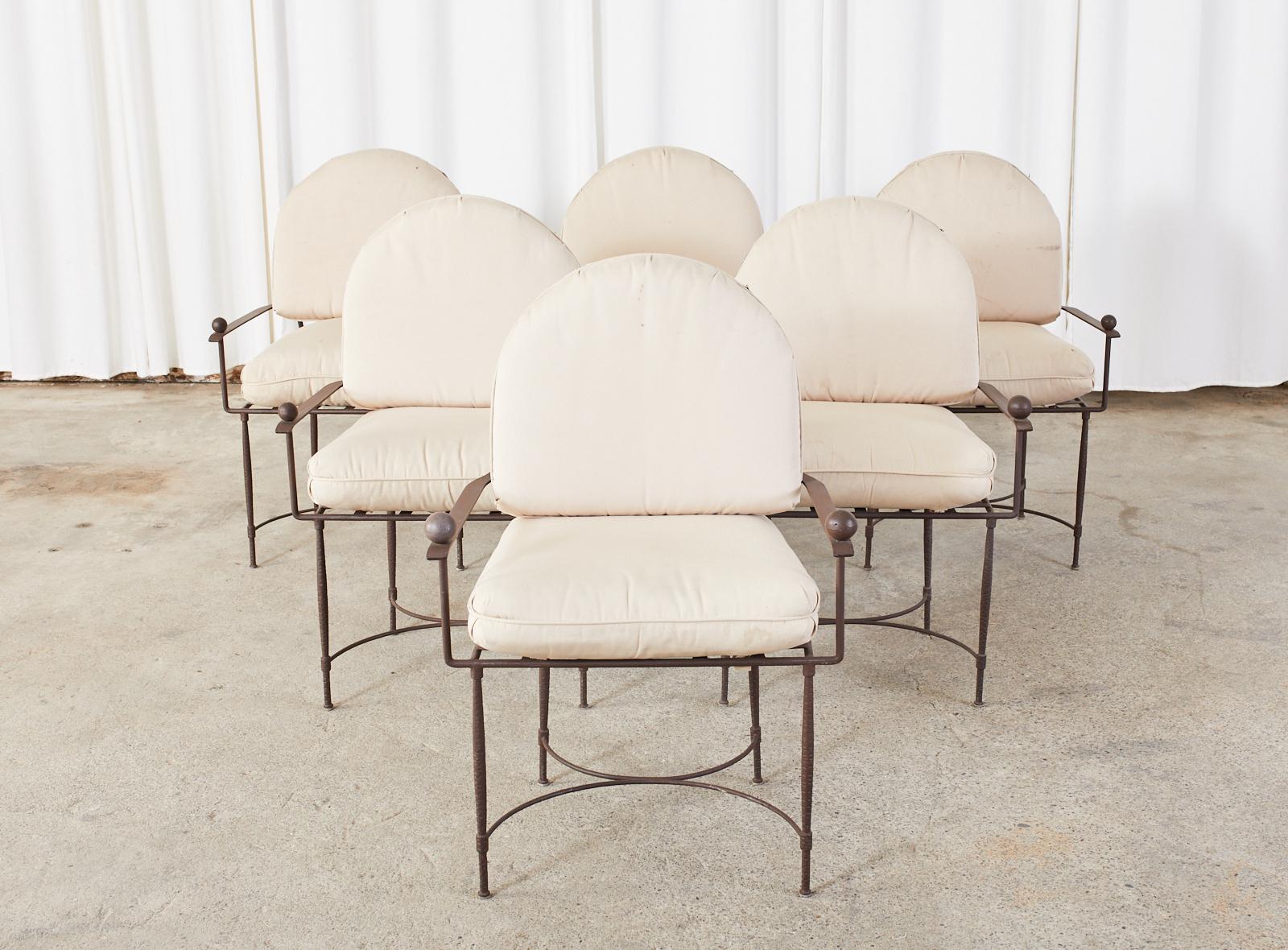 Mid-Century Modern Set of Six Mario Papperzini for John Salterini Iron Garden Chairs
