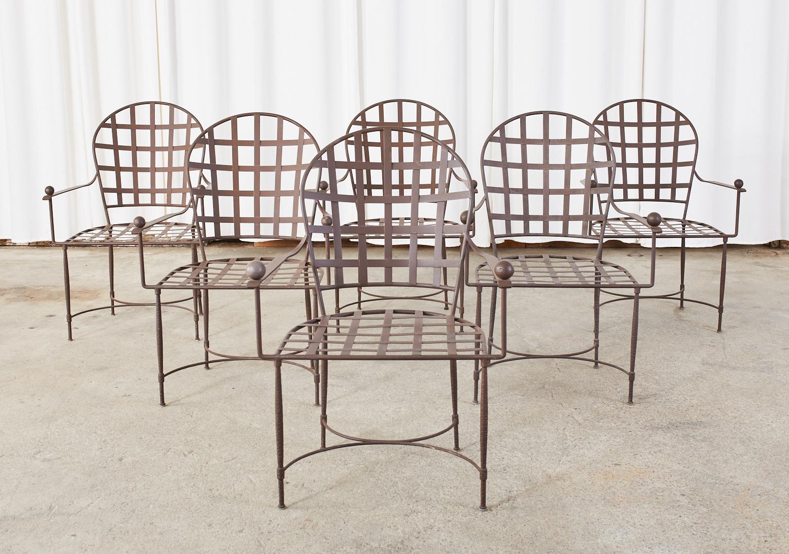 Set of Six Mario Papperzini for John Salterini Iron Garden Chairs In Good Condition In Rio Vista, CA