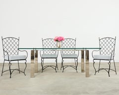 Set of Six Mario Papperzini Style Iron Garden Dining Chairs