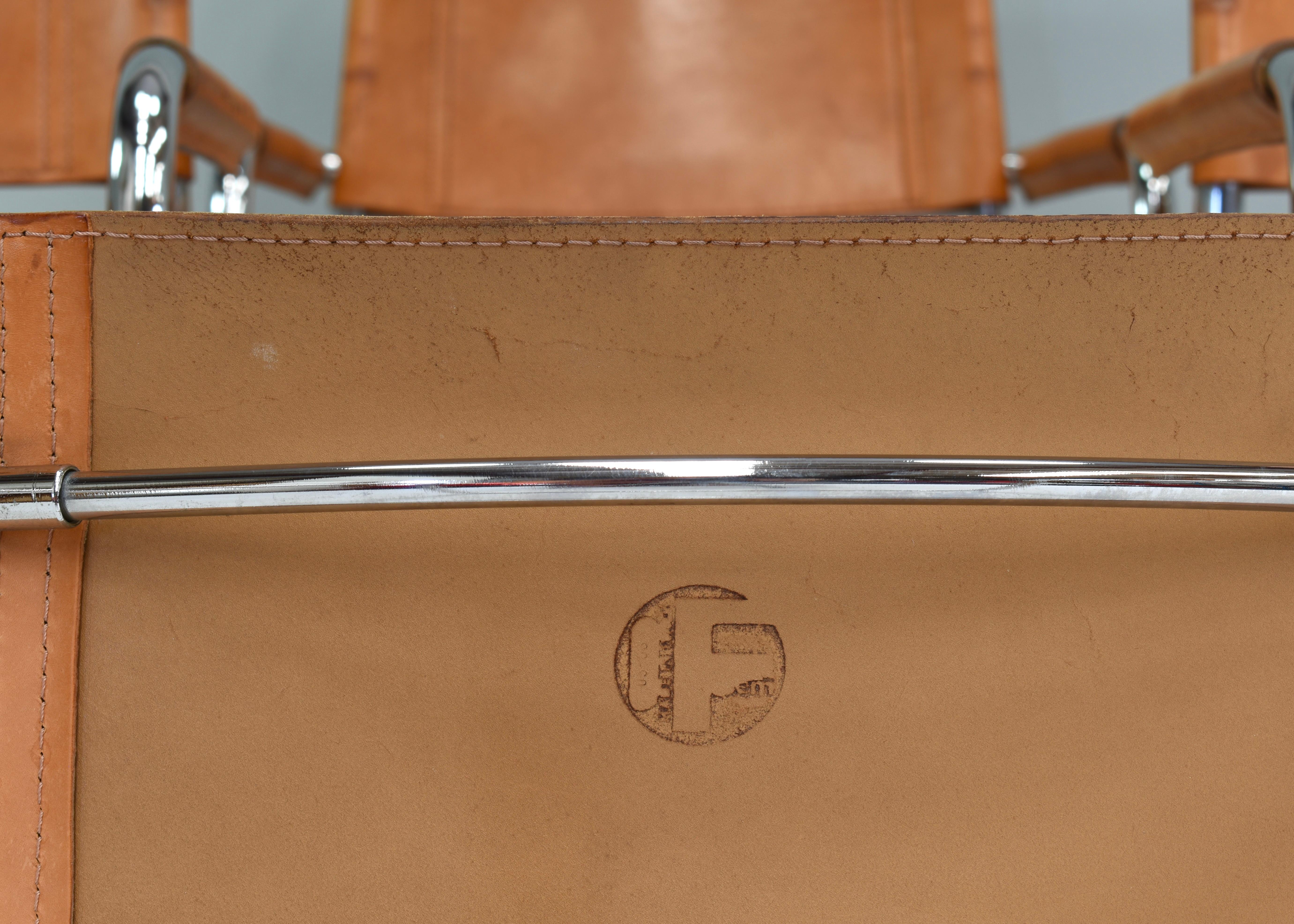 Satz von sechs Mart Stam S34 Esszimmerstühlen in hellbraunem Leder von FASEM - Italien, 1960er Jahre im Zustand „Gut“ im Angebot in Pijnacker, Zuid-Holland