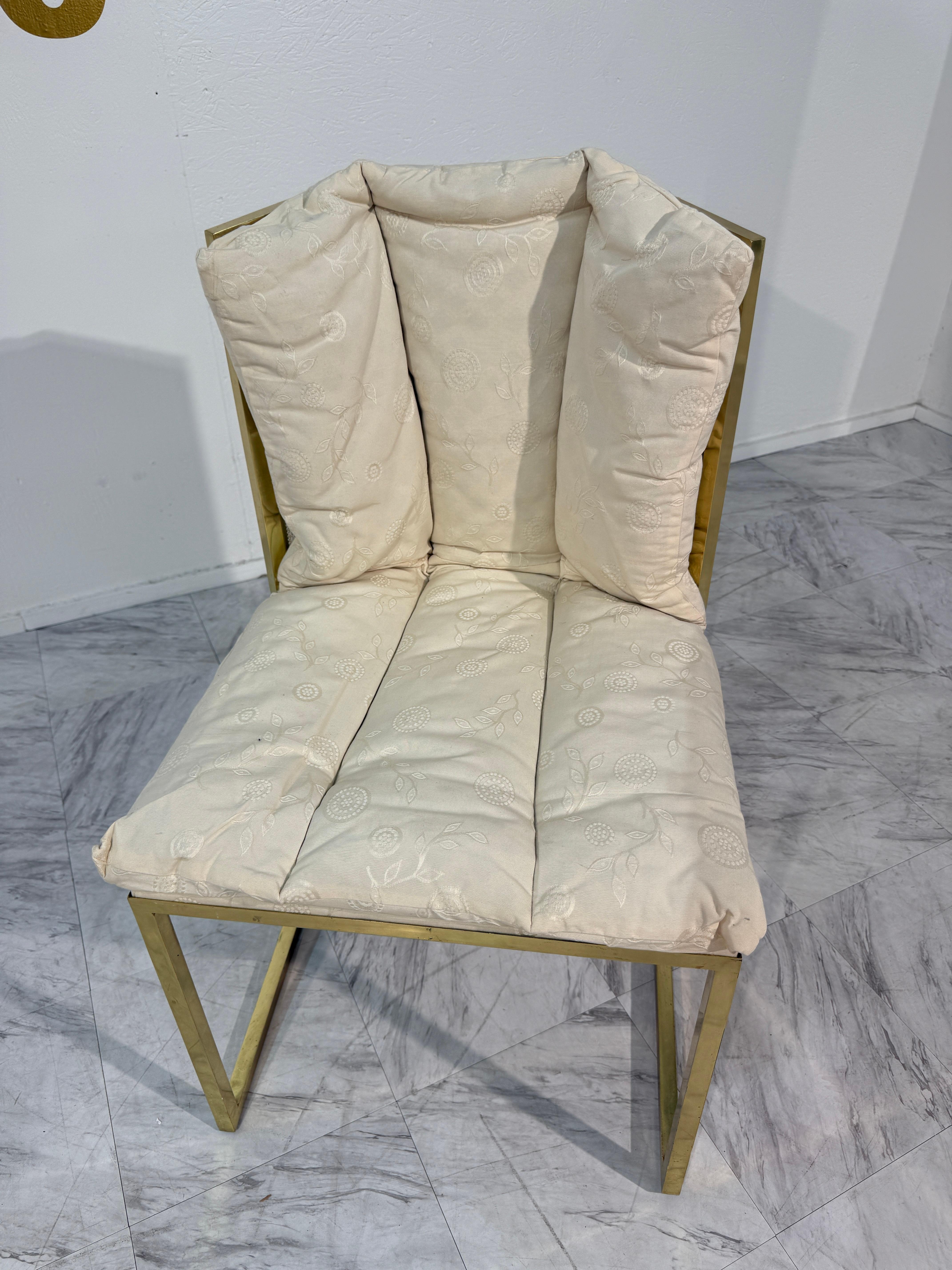 Satz von sechs Marzio Cecchi Esszimmerstühlen aus Messing und Rattan, Italien, 1970er Jahre (Italienisch) im Angebot