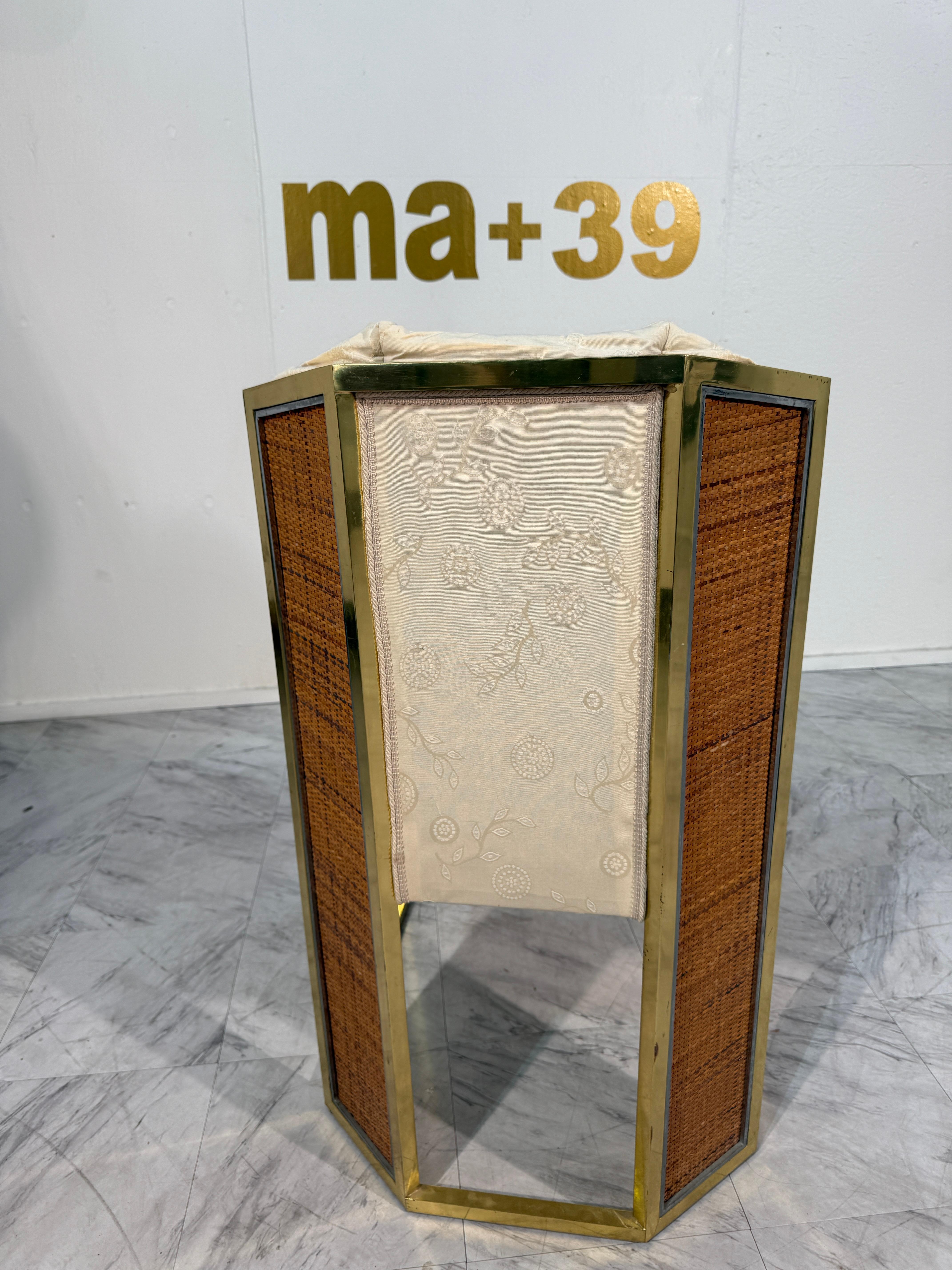 Satz von sechs Marzio Cecchi Esszimmerstühlen aus Messing und Rattan, Italien, 1970er Jahre im Zustand „Gut“ im Angebot in Los Angeles, CA