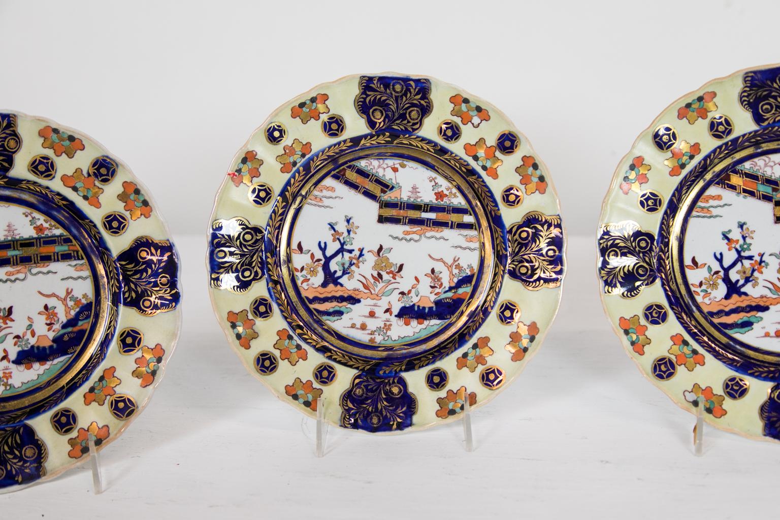 English Set of Six Mason's Ironstone Dinner Plates For Sale