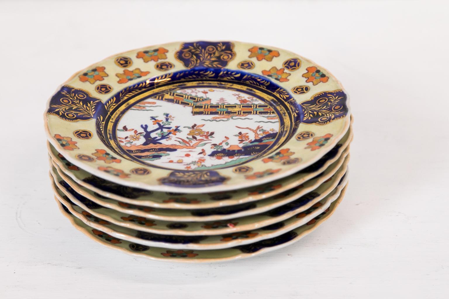 Mid-19th Century Set of Six Mason's Ironstone Dinner Plates For Sale