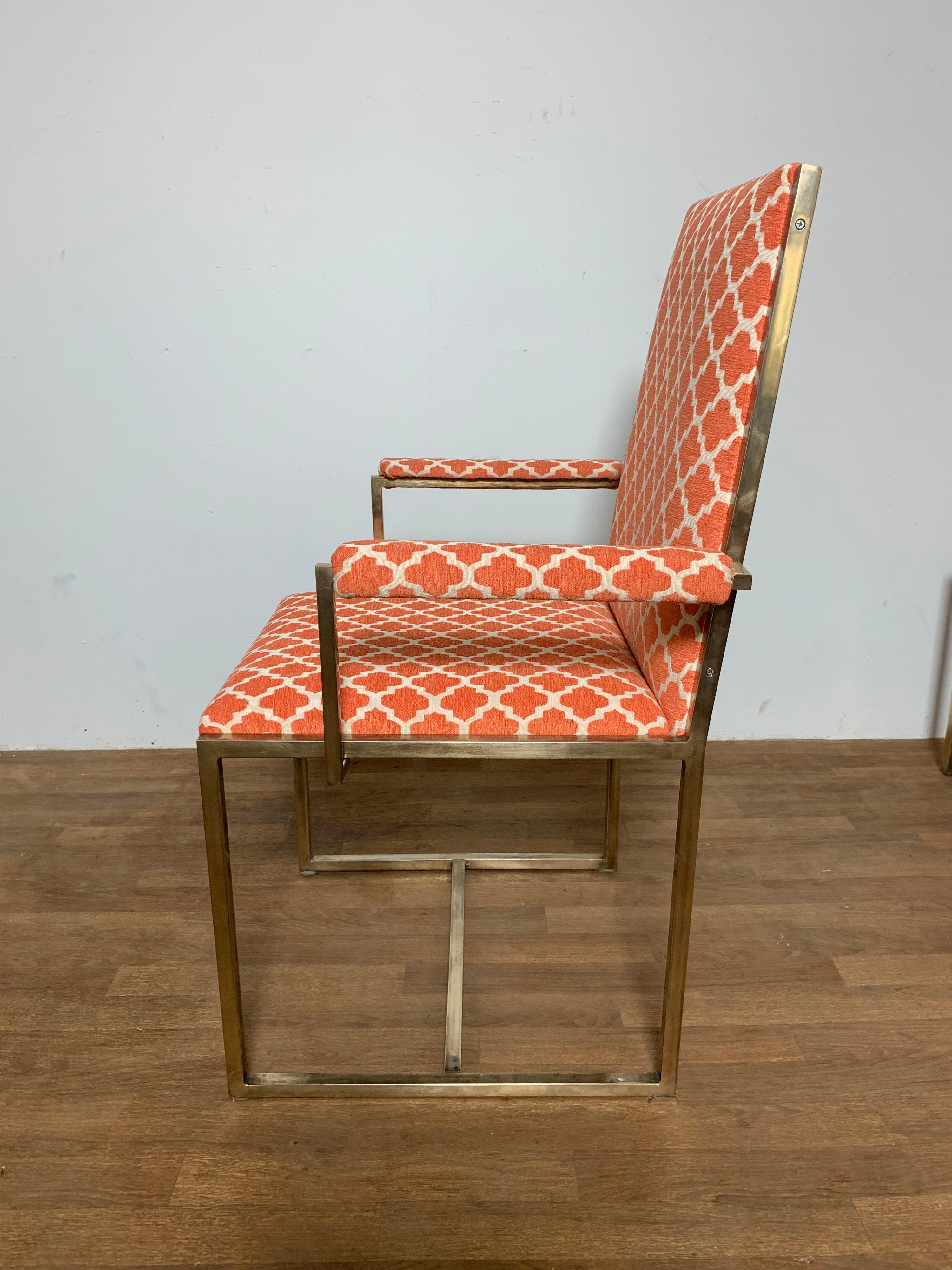 Set of Six Mastercraft Brass High Back Dining Chairs circa 1960s For Sale 5