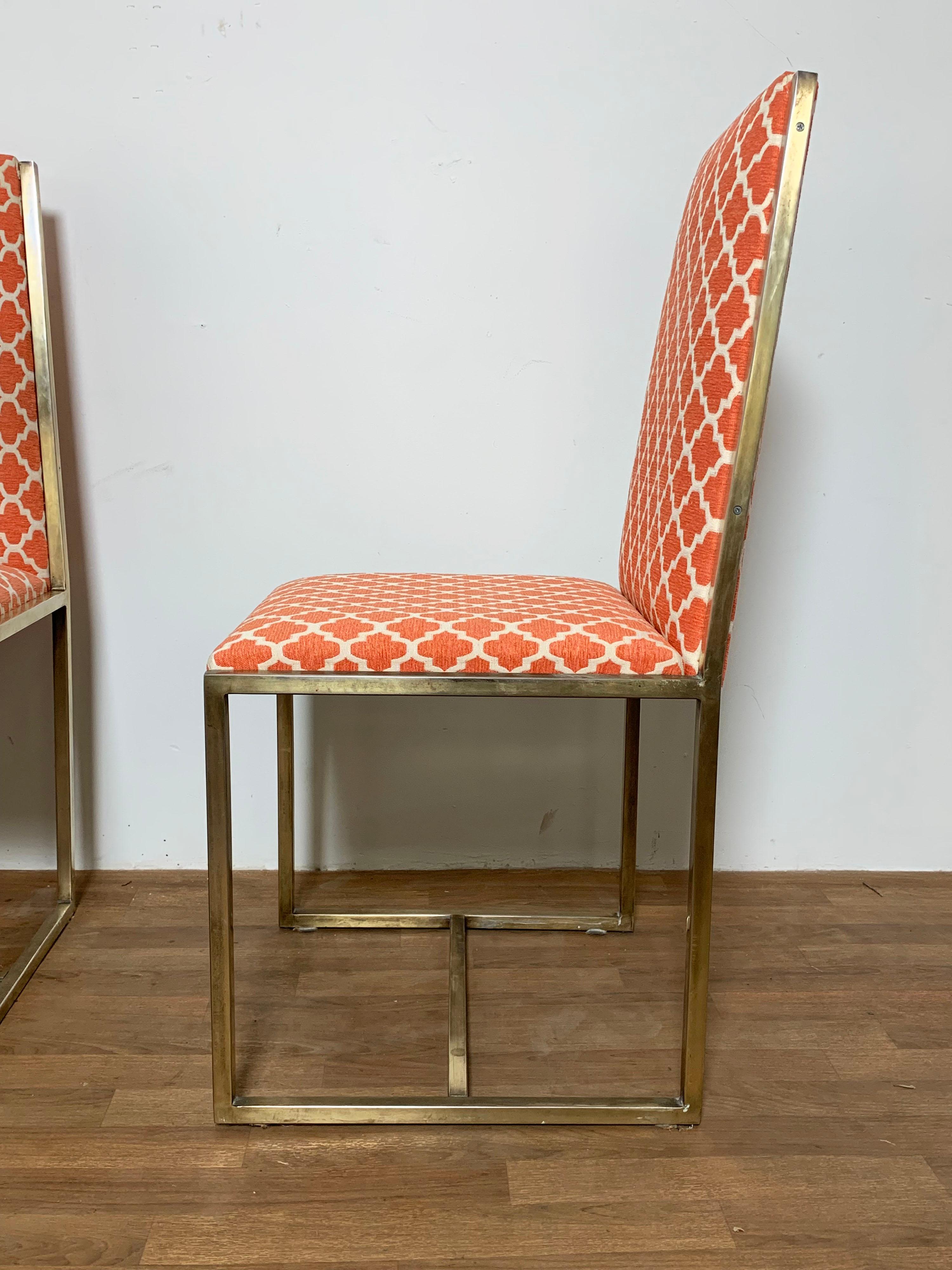Set of Six Mastercraft Brass High Back Dining Chairs circa 1960s For Sale 1