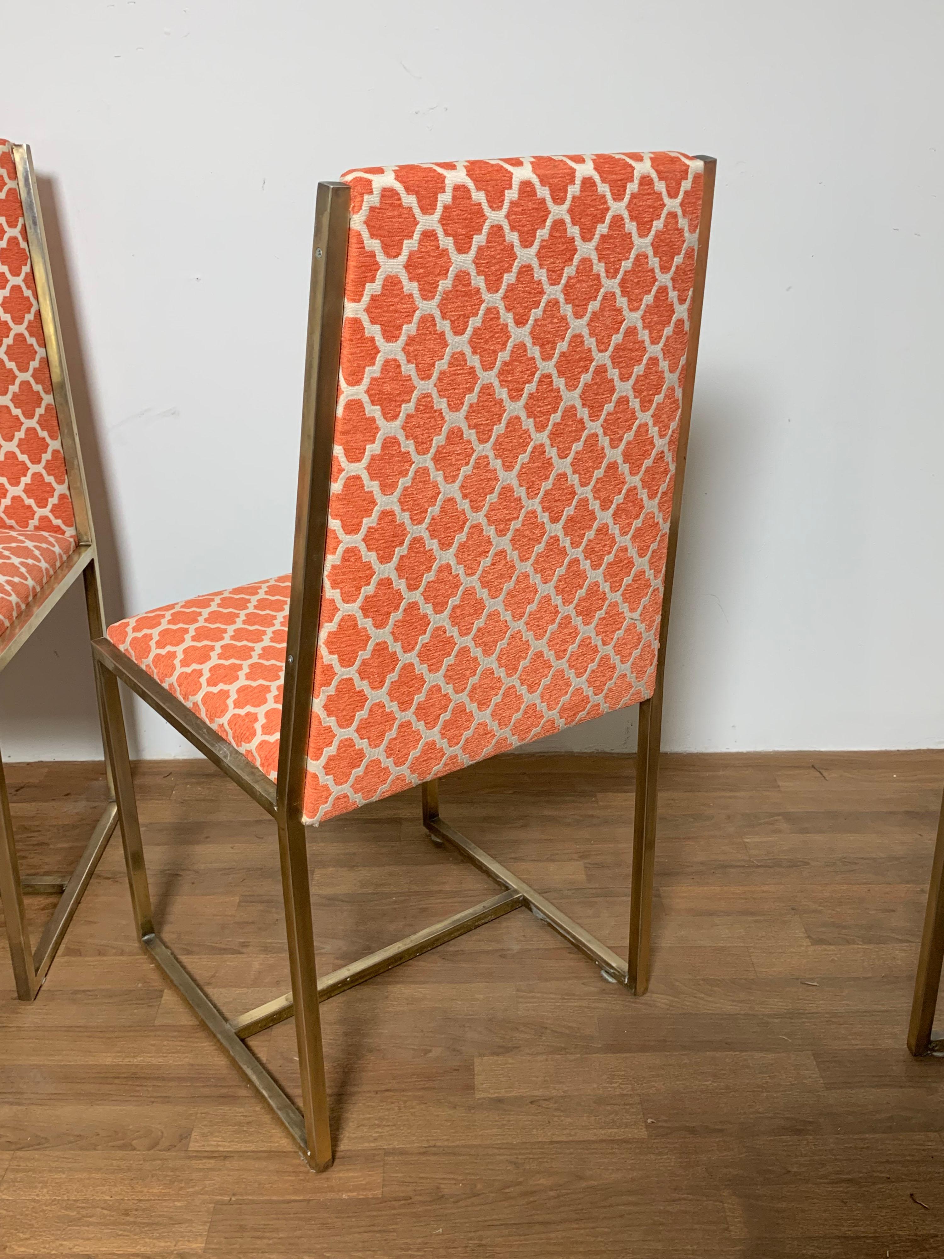 Set of Six Mastercraft Brass High Back Dining Chairs circa 1960s For Sale 2